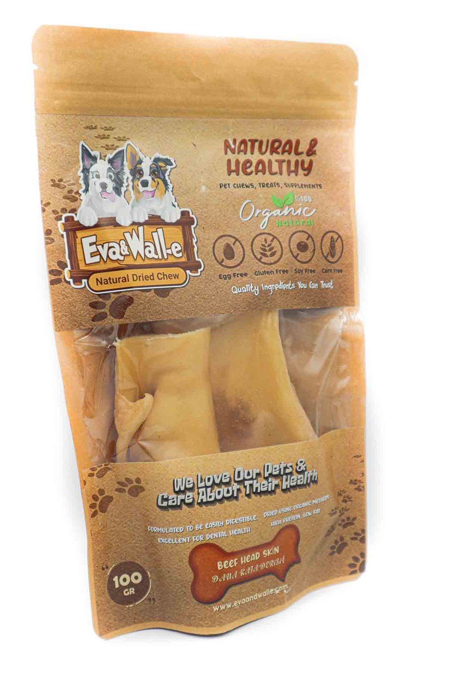 Eva and Wall-e Kurutulmuş Dana Kelle, Kafa Derisi Doğal ve Organik Köpek Ödülü Özel Seri