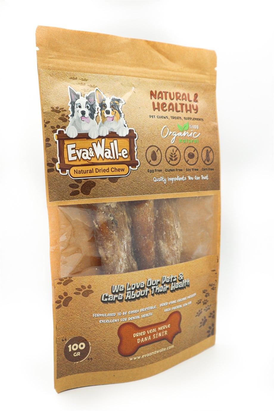 Eva and Wall-e Kurutulmuş Dana Sinir Doğal Köpek Çiğnemeliği Özel Seri