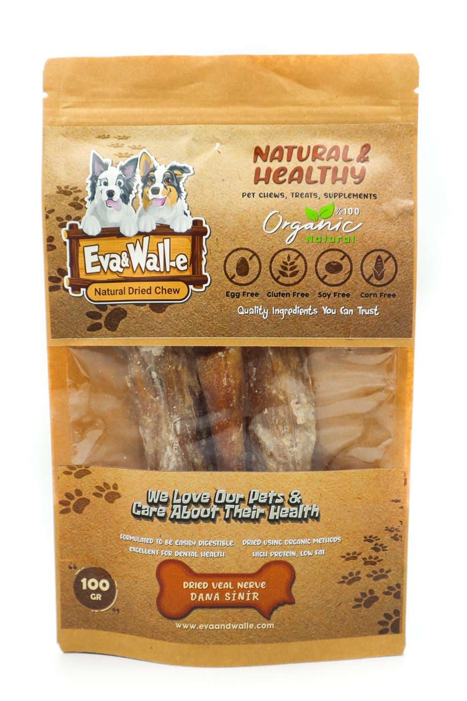 Eva and Wall-e Kurutulmuş Dana Sinir Doğal Köpek Çiğnemeliği Özel Seri