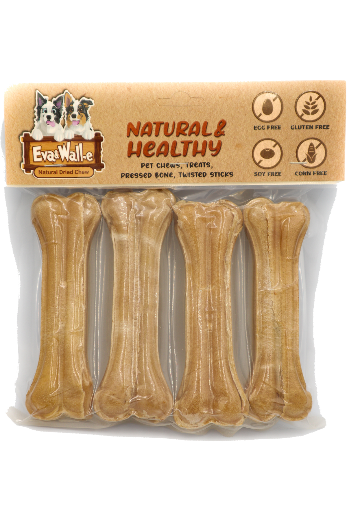 Köpek Kemik 4 Lü Paket Çiğneme Kemiği 12 Cm Naturel 