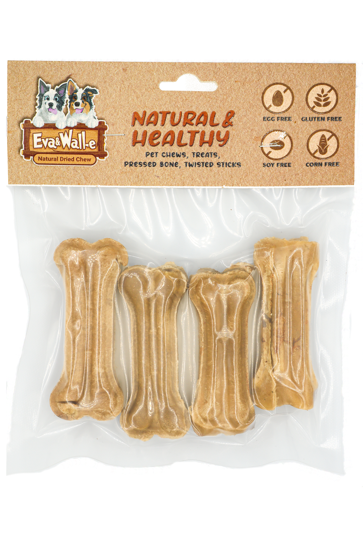 Naturel Köpek Kemiği 4'lü Set 7cm | Küçük Irk ve Yavru Köpekler İçin Doğal Diş Kaşıma & Çiğneme Kemiği (20-25g)