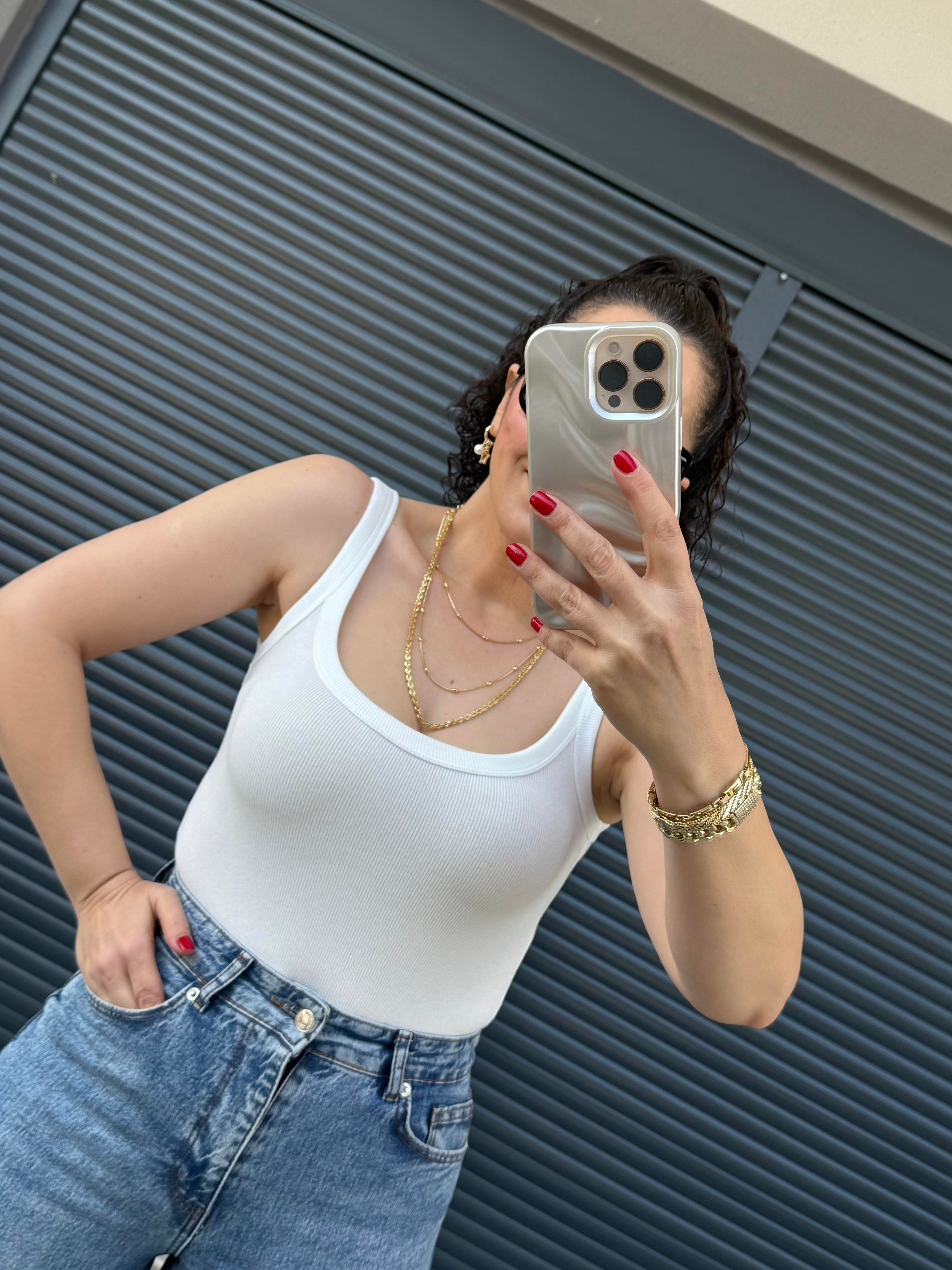 Dilvin Askılı Bodysuit  Ekru