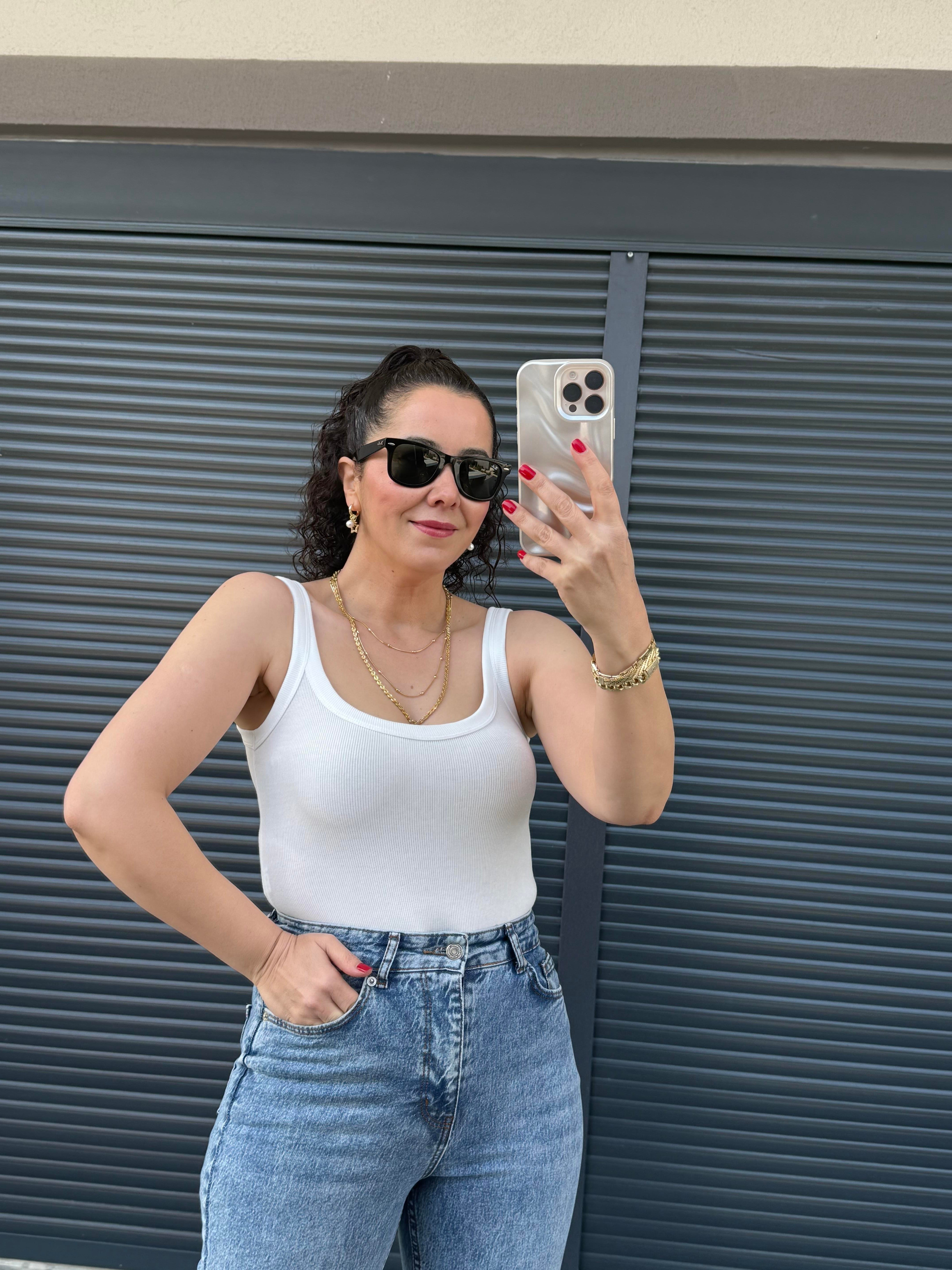 Dilvin Askılı Bodysuit  Ekru