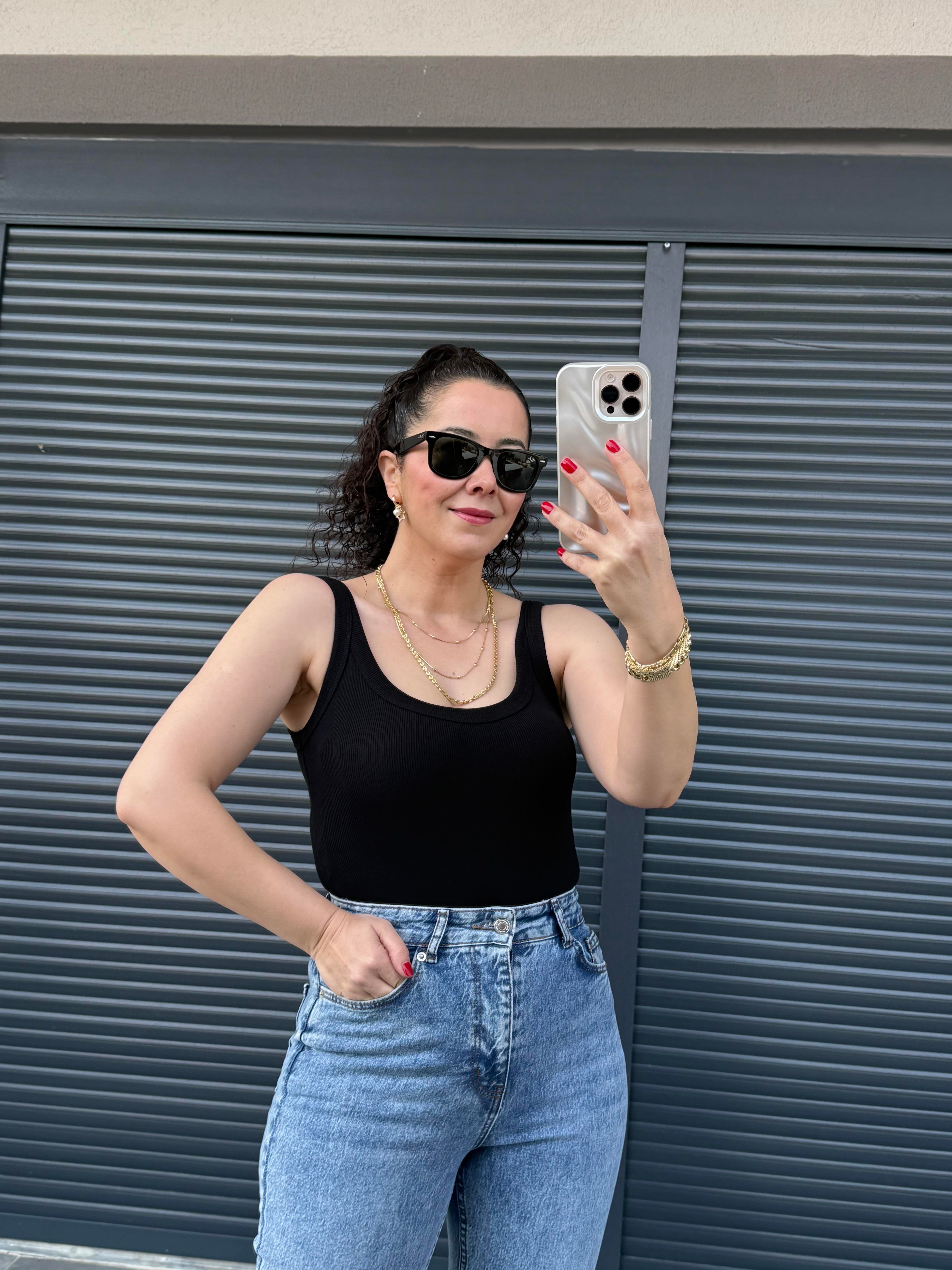 Dilvin Askılı Bodysuit  Siyah
