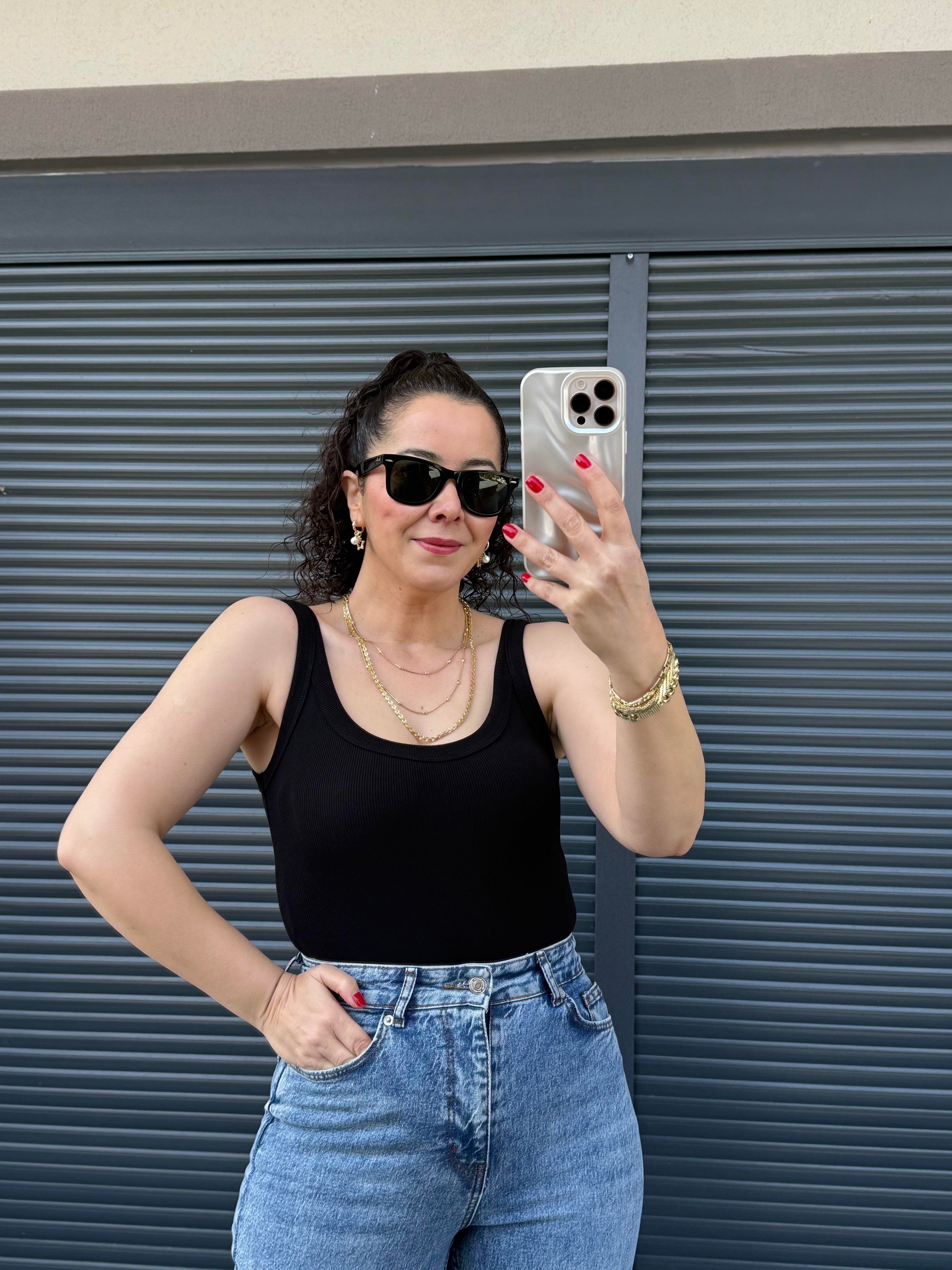 Dilvin Askılı Bodysuit  Siyah