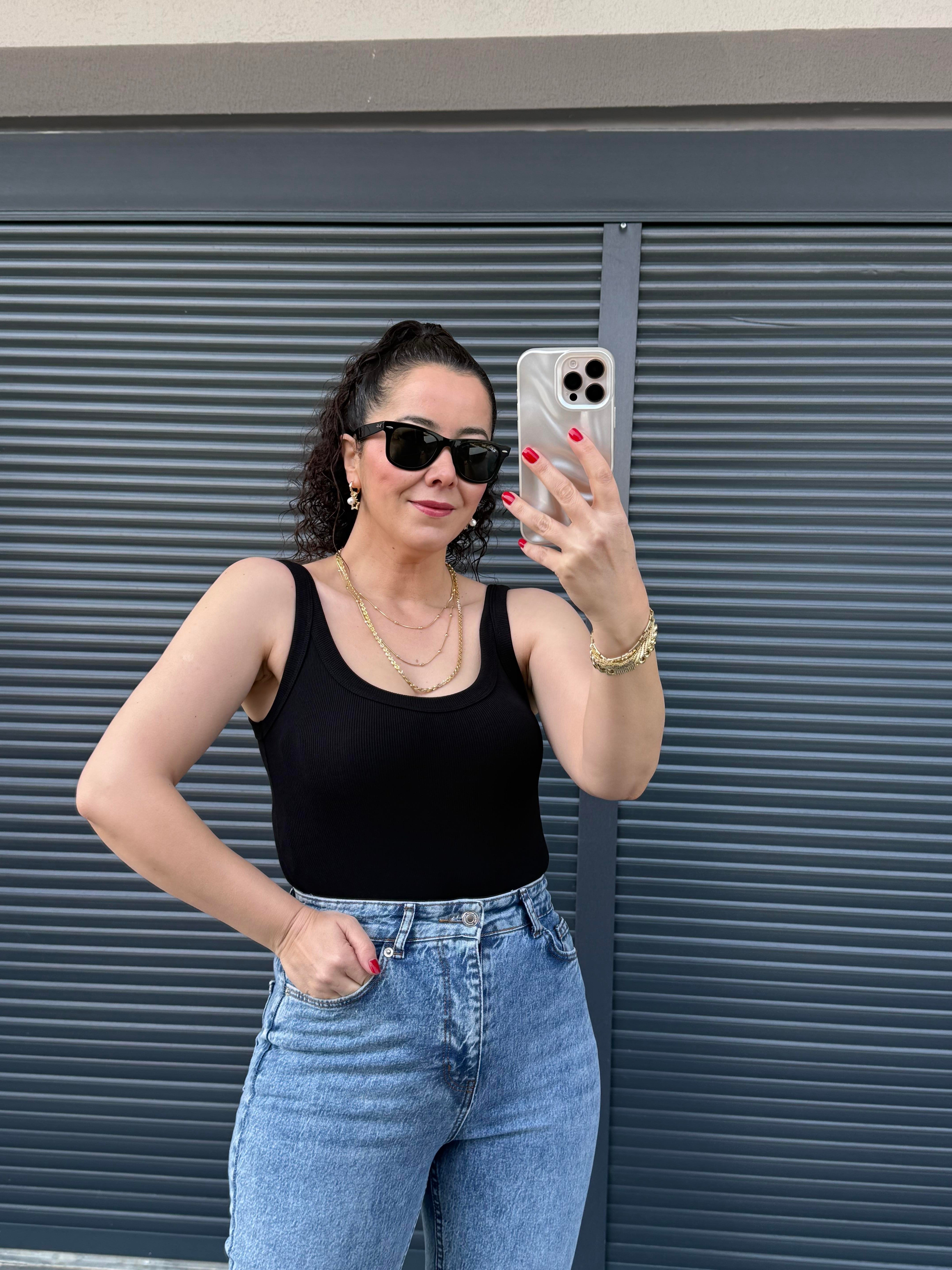 Dilvin Askılı Bodysuit  Siyah