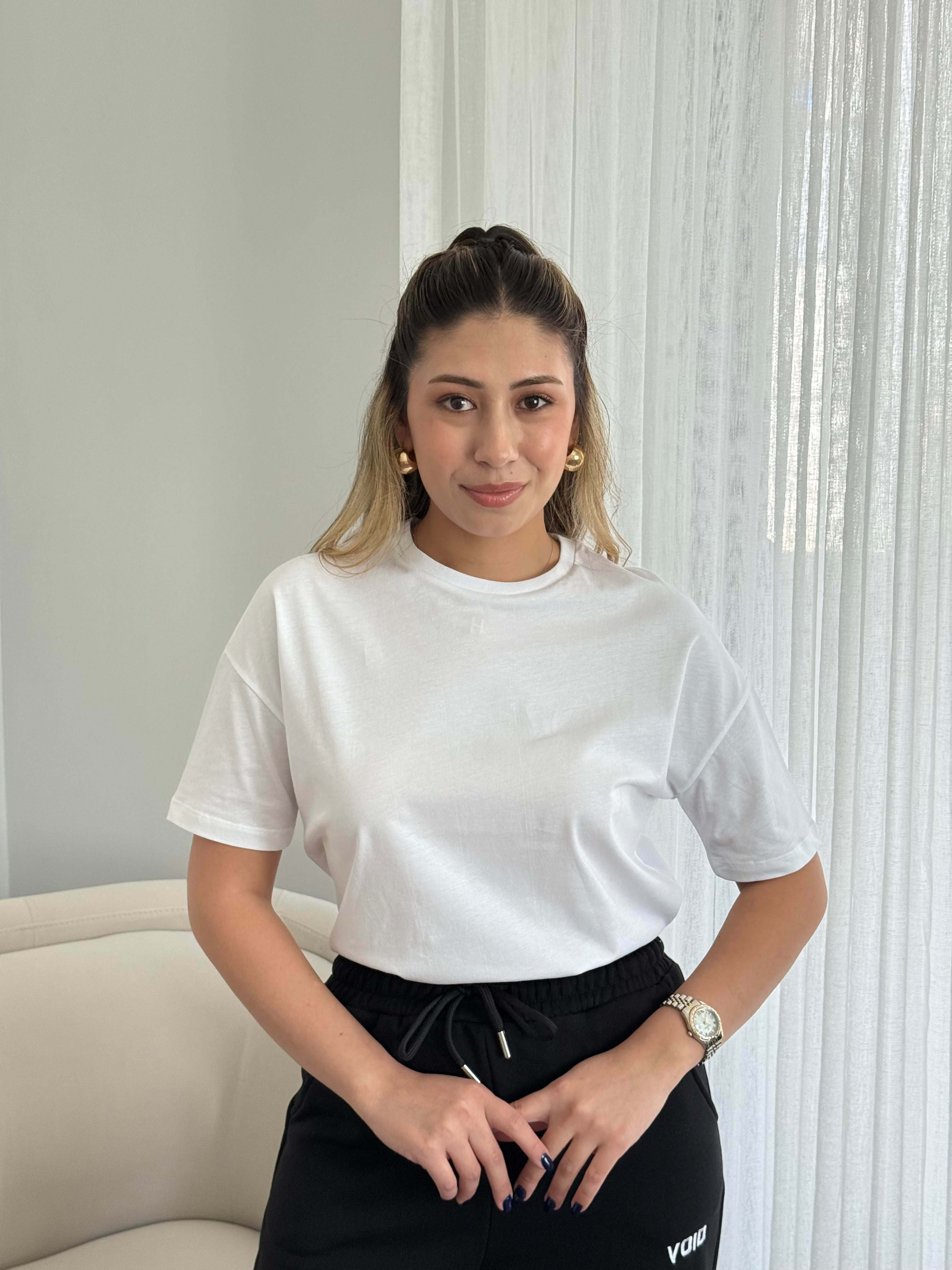 Dilvin Bisiklet Yaka Basic T-Shirt Beyaz
