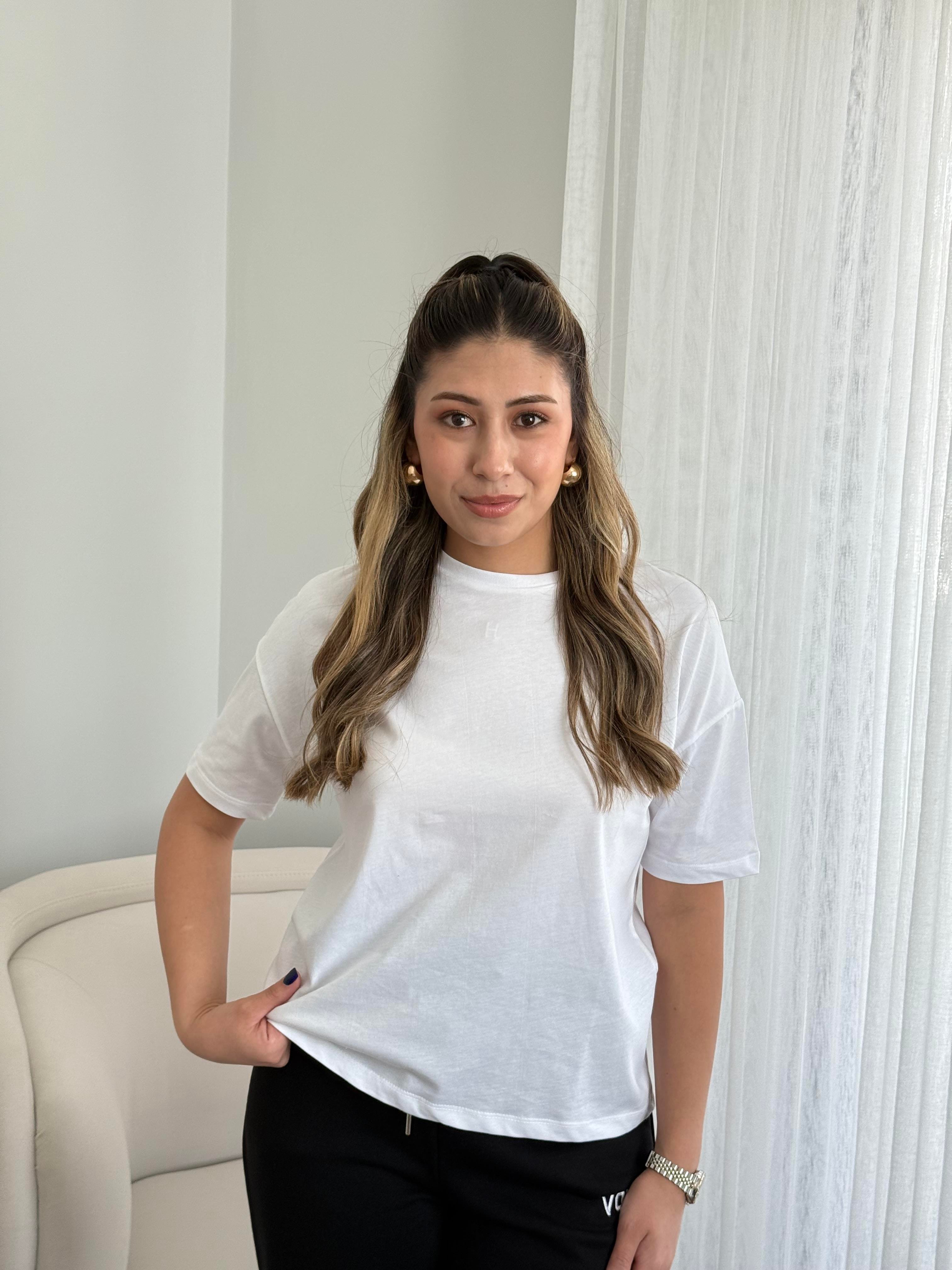 Dilvin Bisiklet Yaka Basic T-Shirt Beyaz