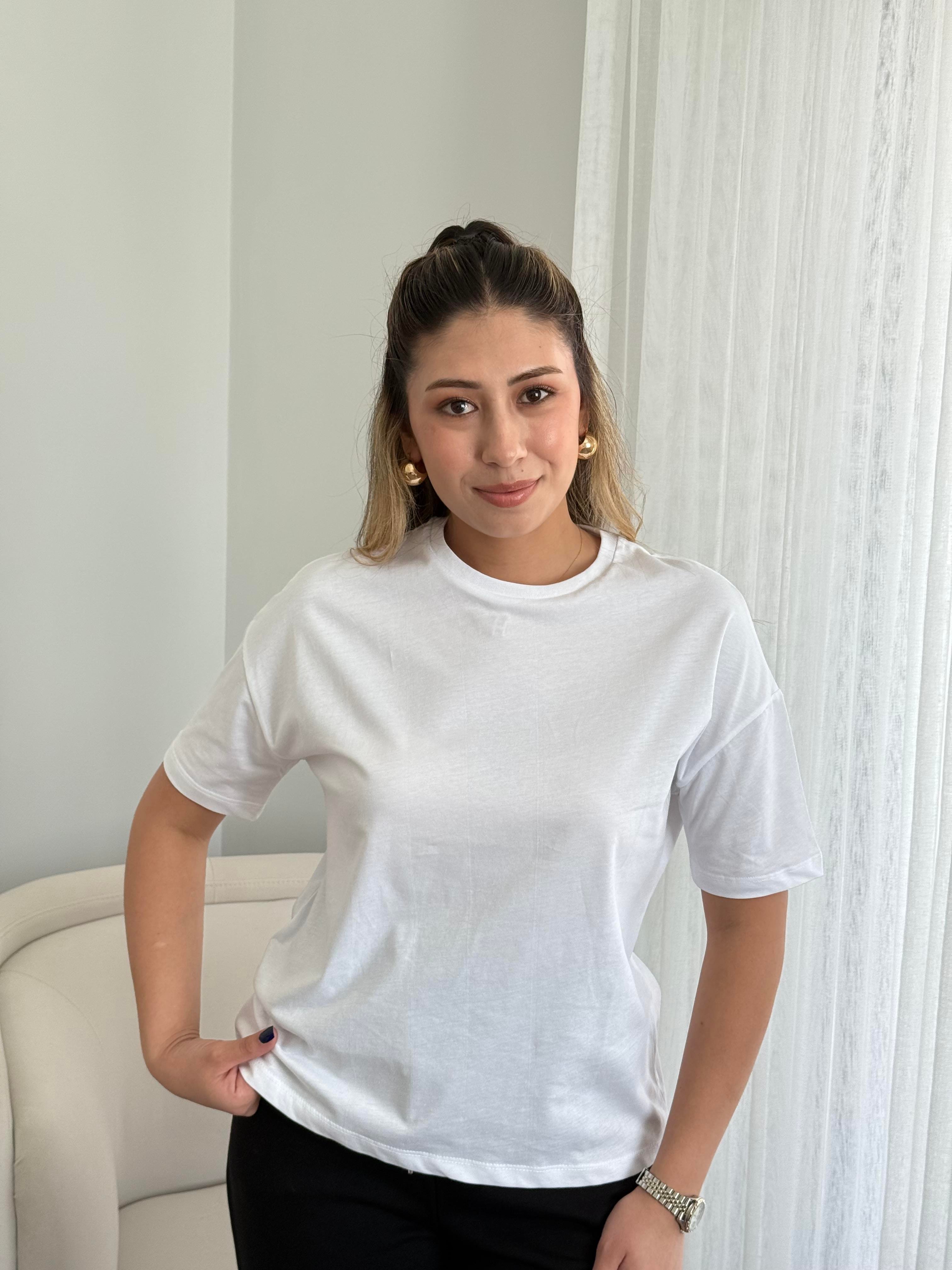Dilvin Bisiklet Yaka Basic T-Shirt Beyaz