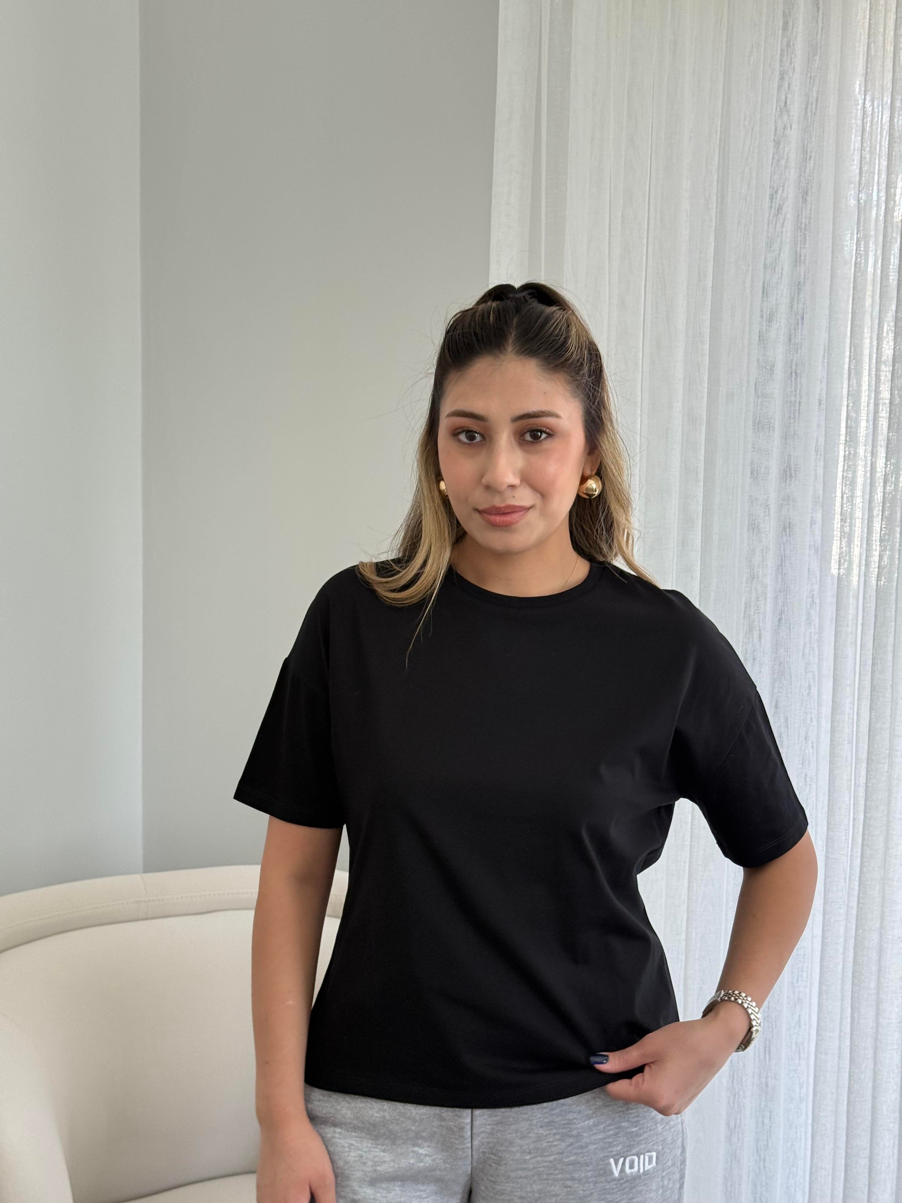 Dilvin Bisiklet Yaka Basic T-Shirt Siyah
