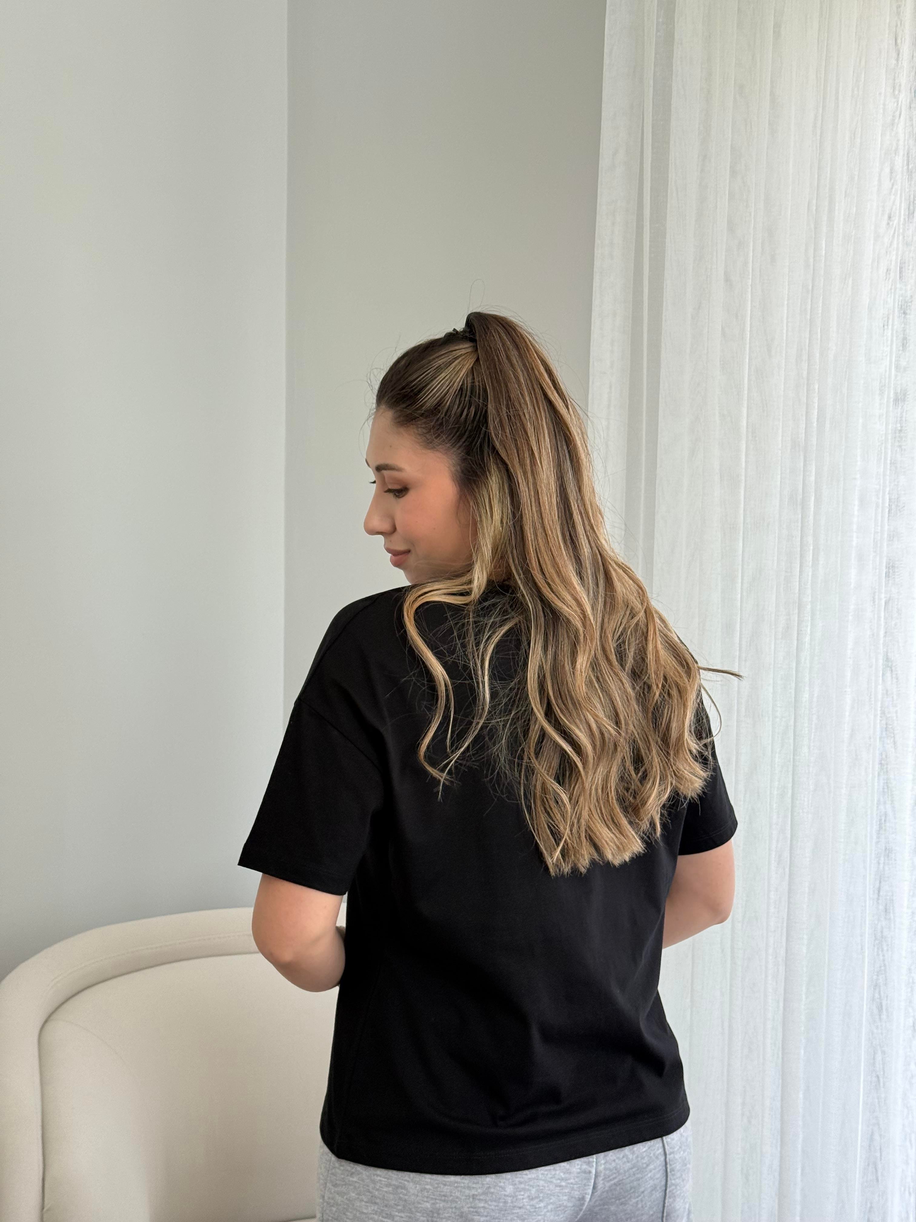 Dilvin Bisiklet Yaka Basic T-Shirt Siyah