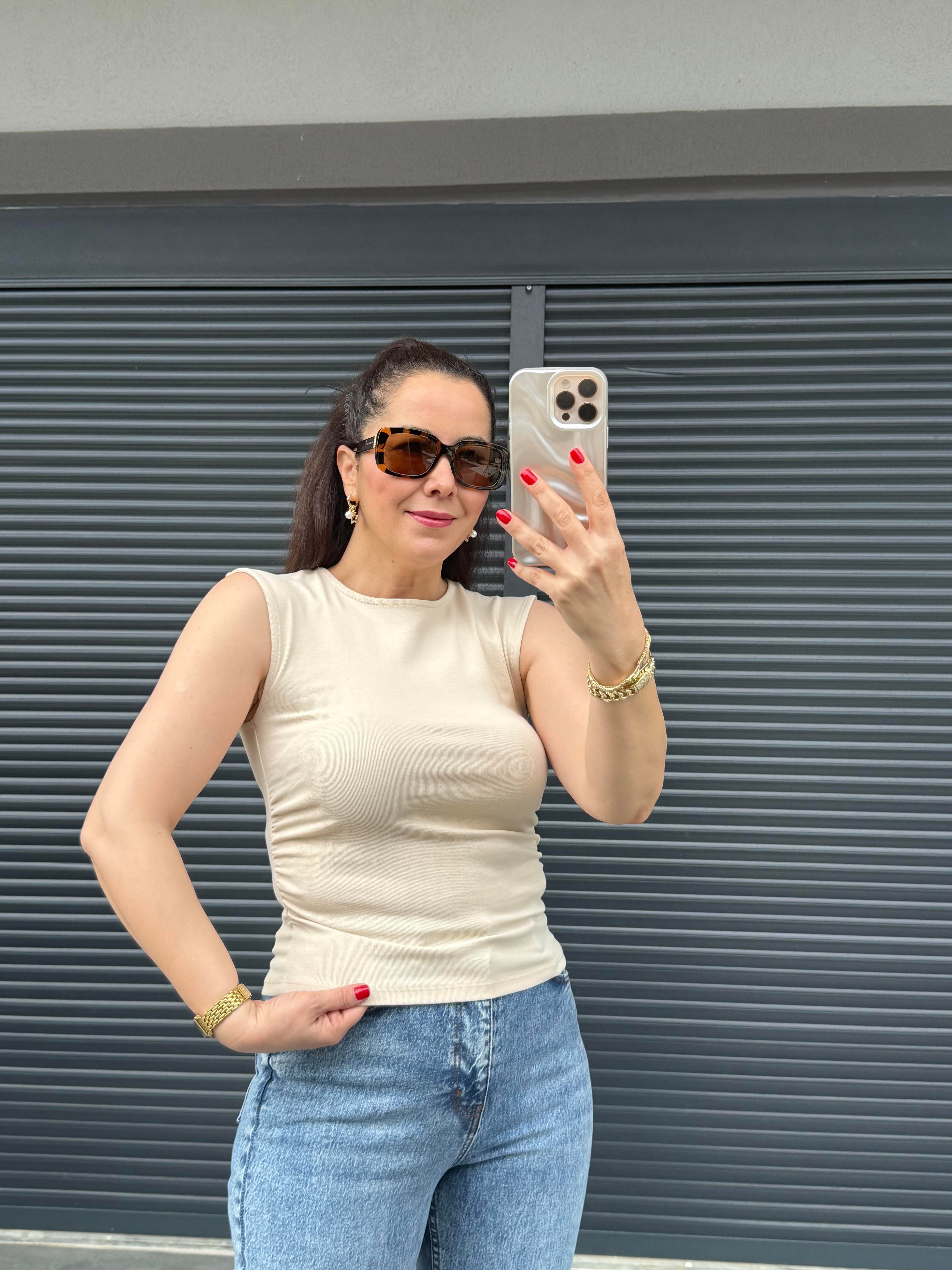 Dilvin Büzgülü Basic Bluz Taş