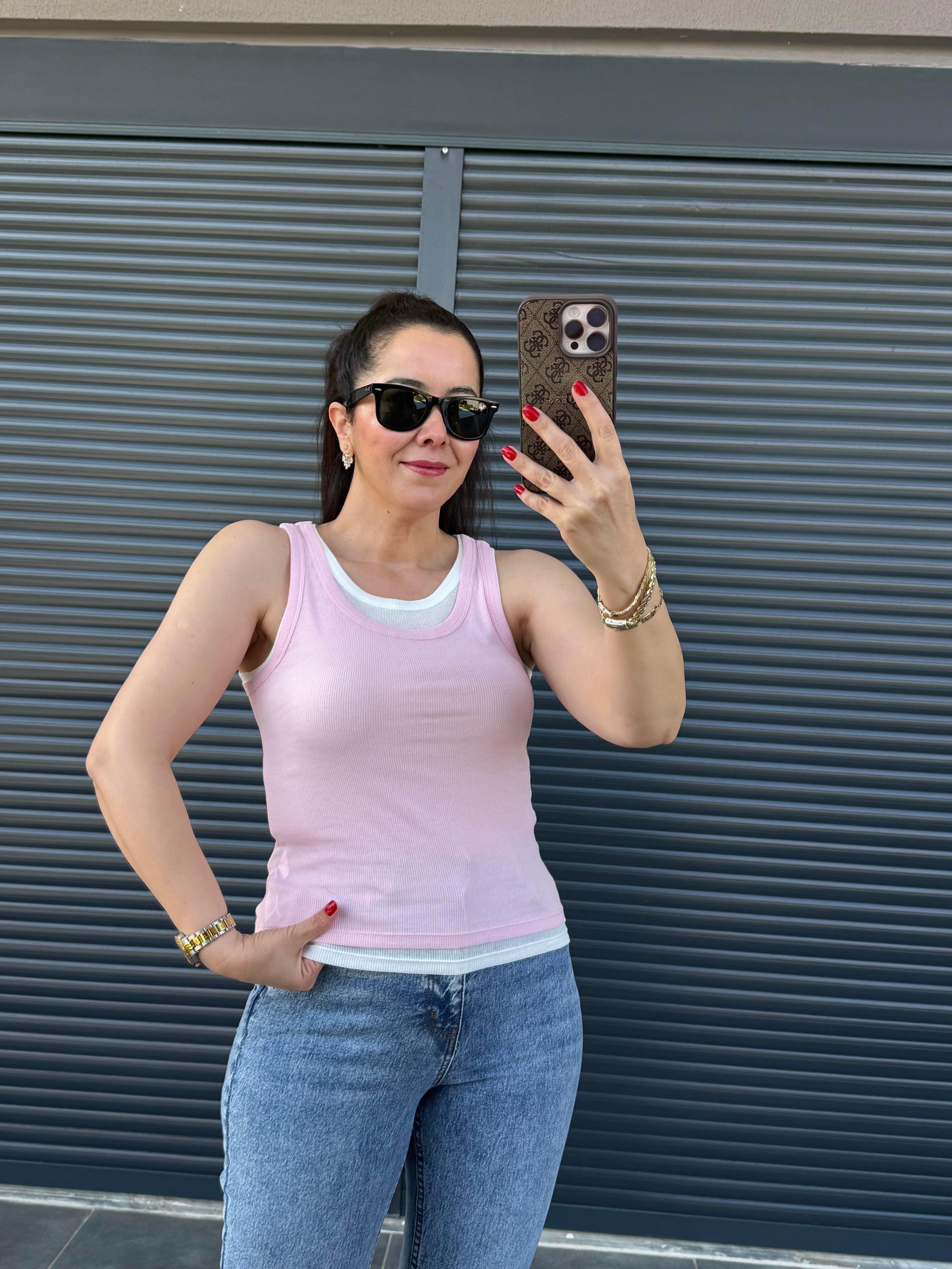 Dilvin Çift Katlı Bluz Pembe