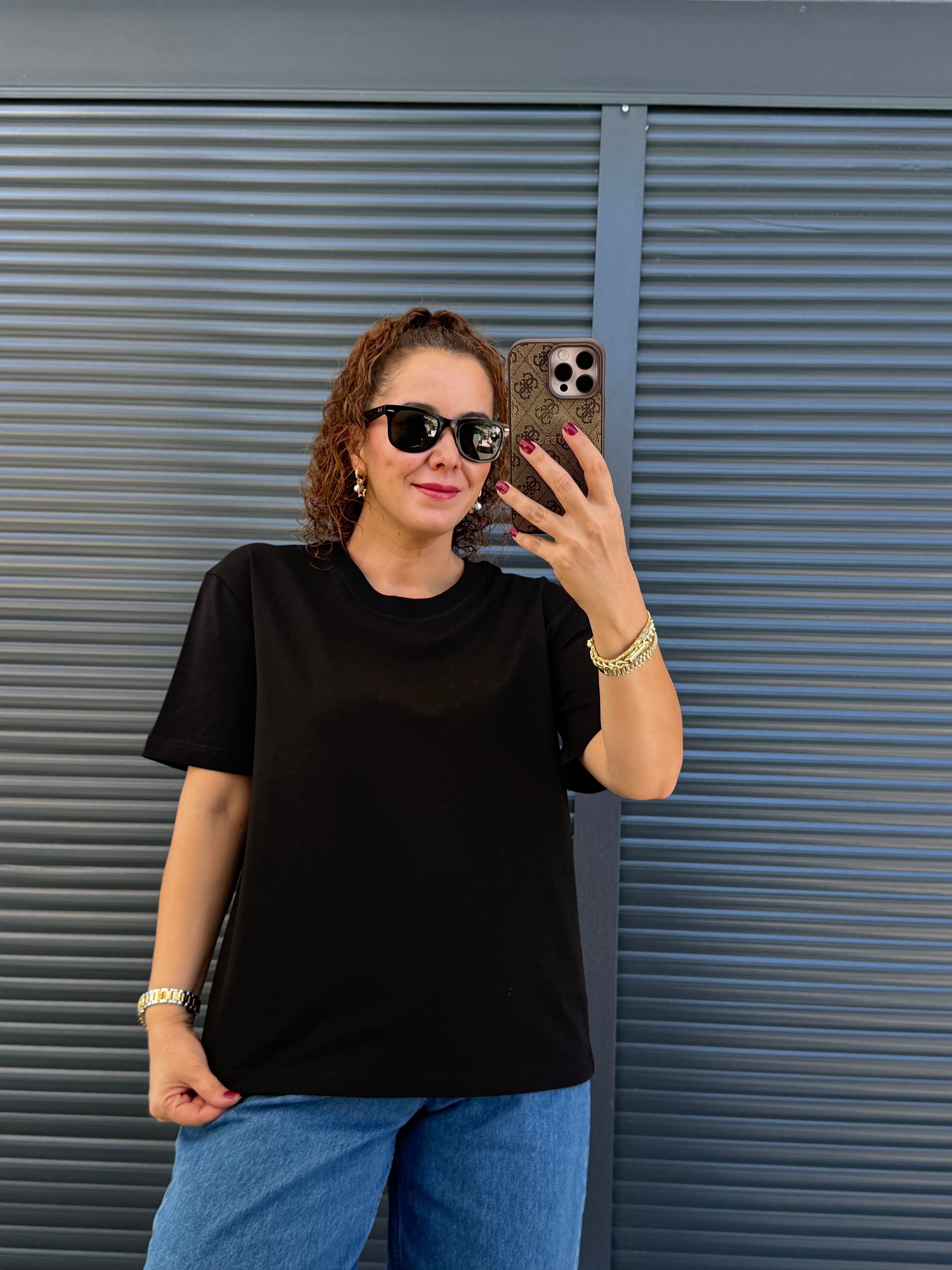 Dilvin Dekoratif Dikişli T-Shirt Siyah