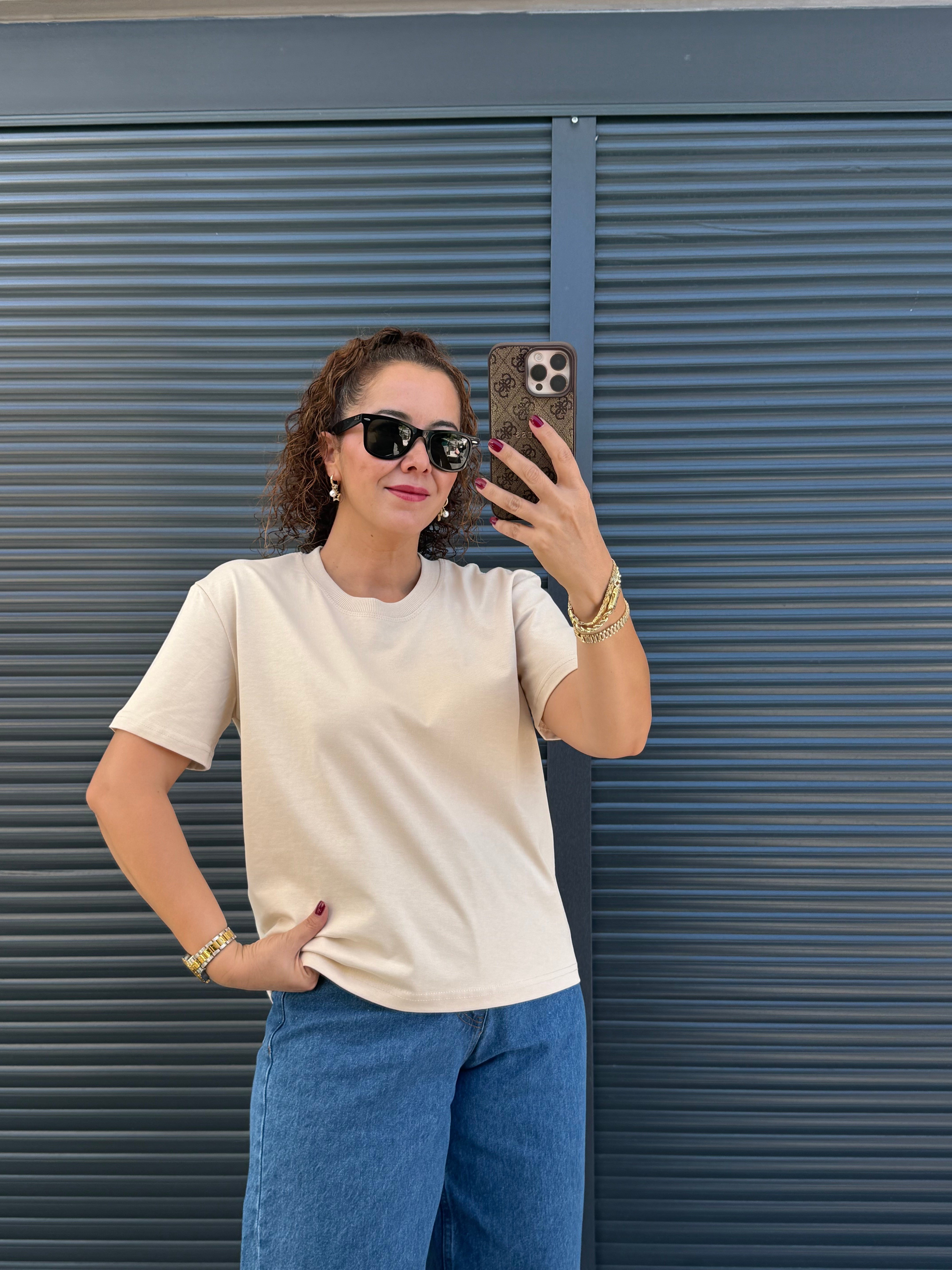 Dilvin Dekoratif Dikişli T-Shirt Taş
