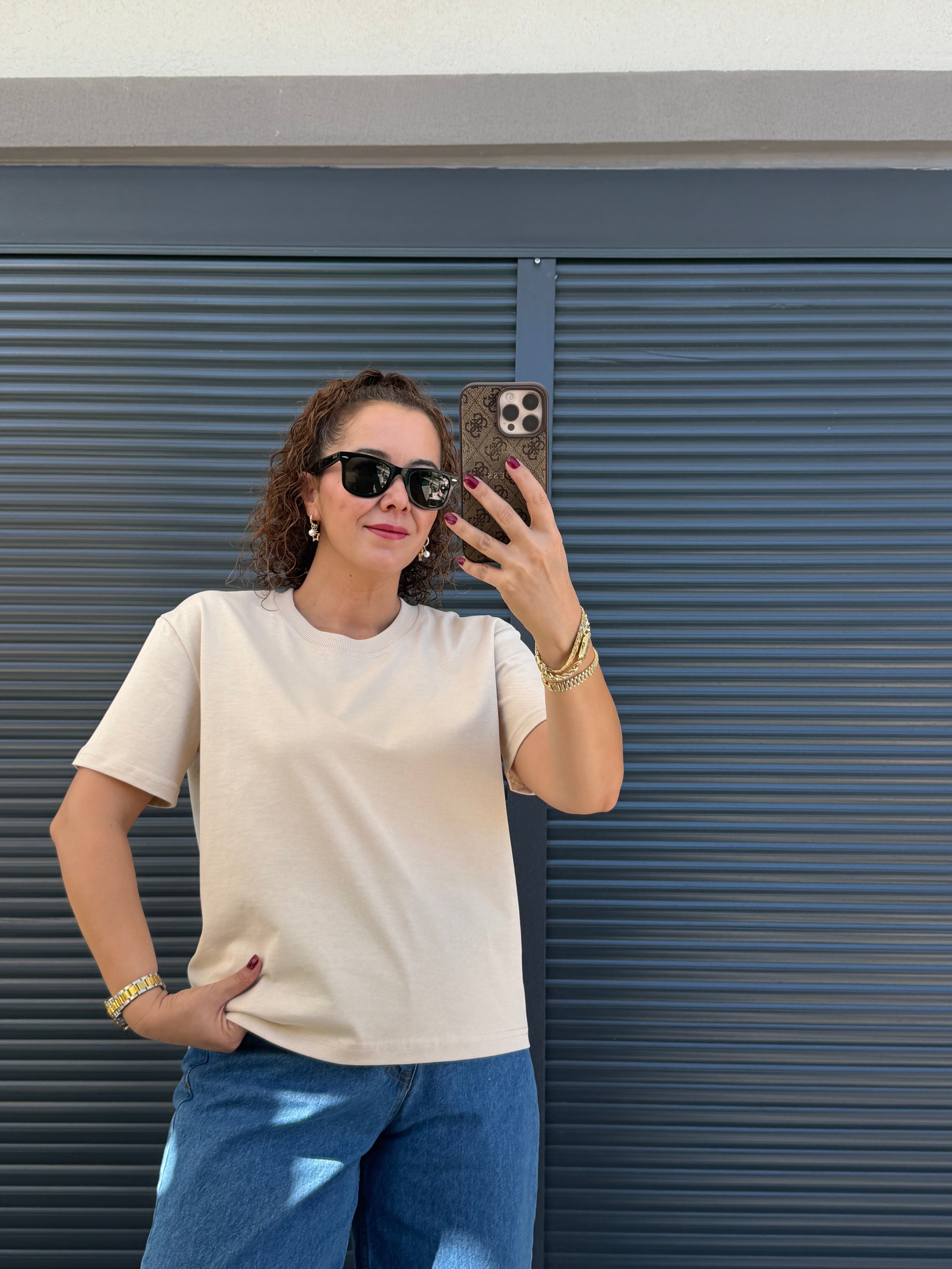 Dilvin Dekoratif Dikişli T-Shirt Taş