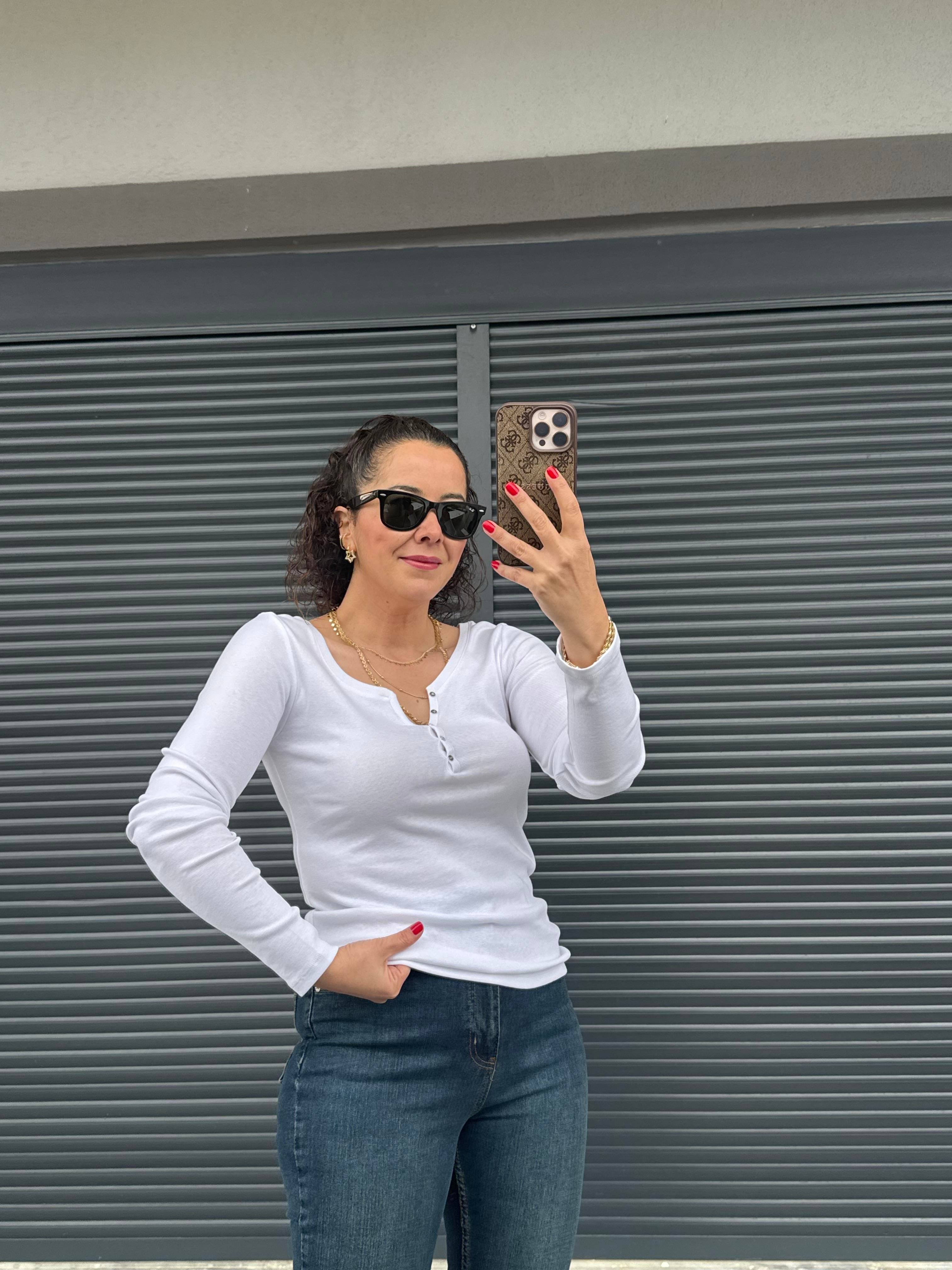 Dilvin Gümüş Düğme Detaylı Bluz