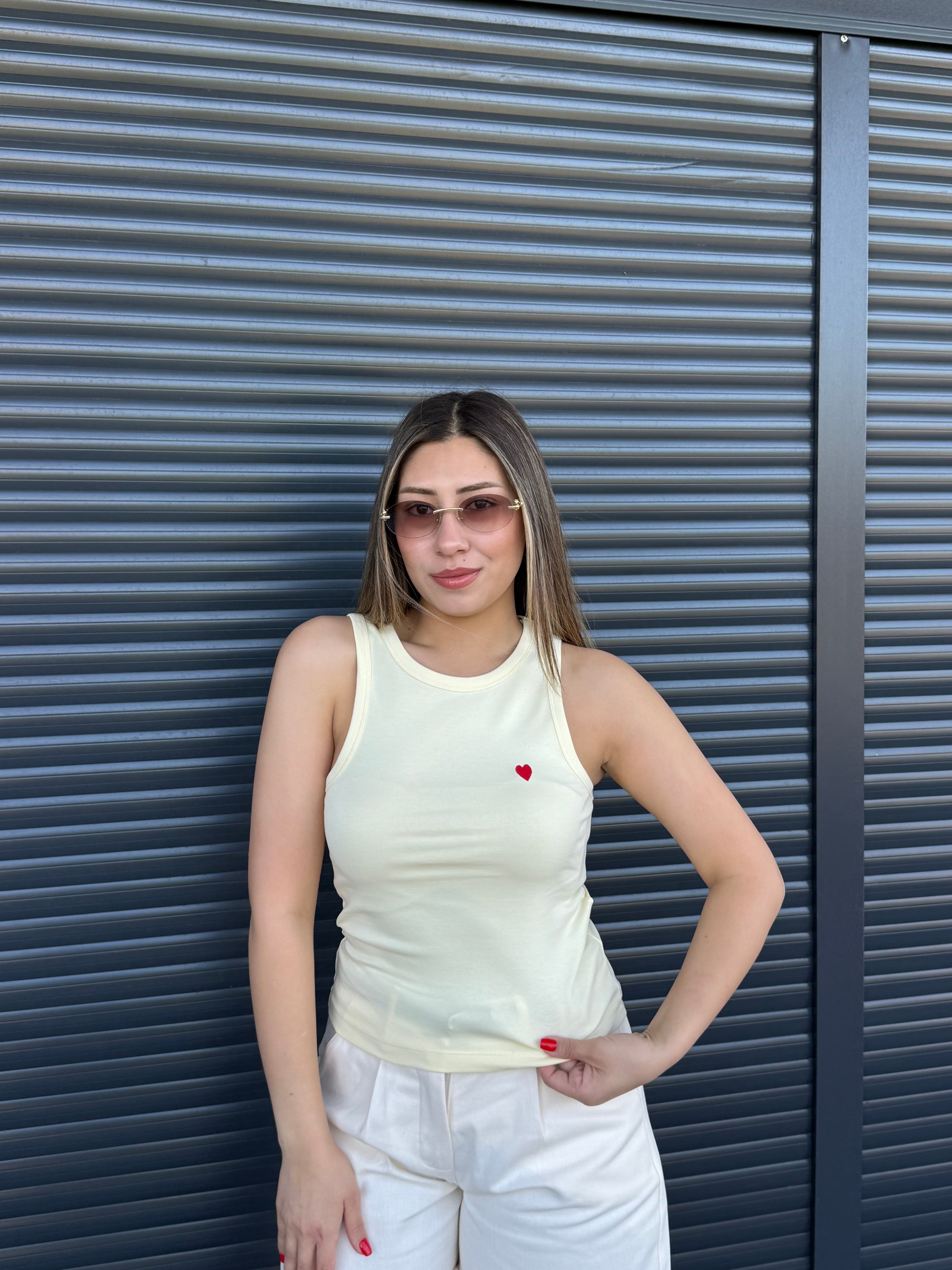 Dilvin Kalp Nakışlı Atlet Sarı