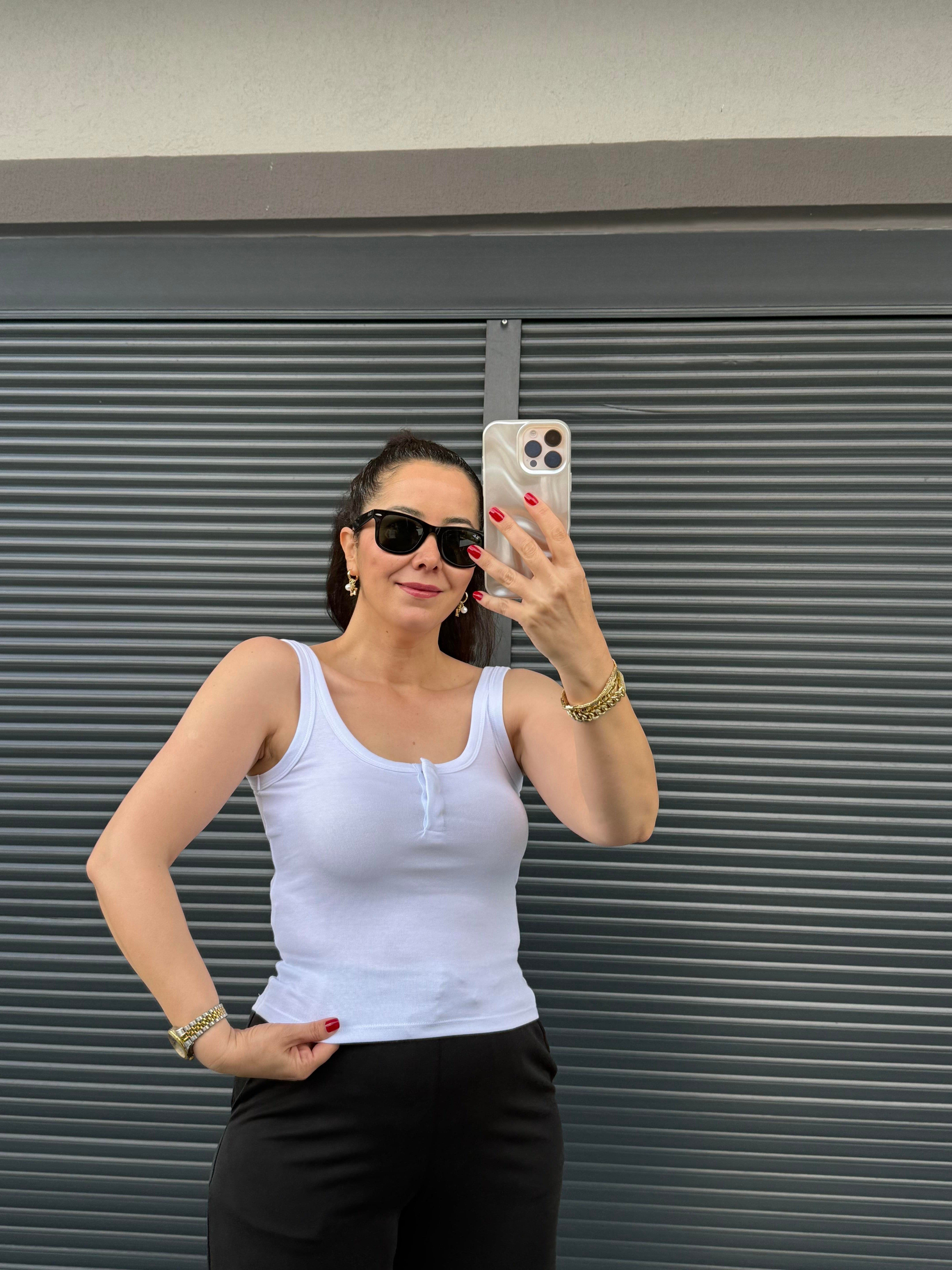 Dilvin Önü Çıtçıtlı Atlet Beyaz