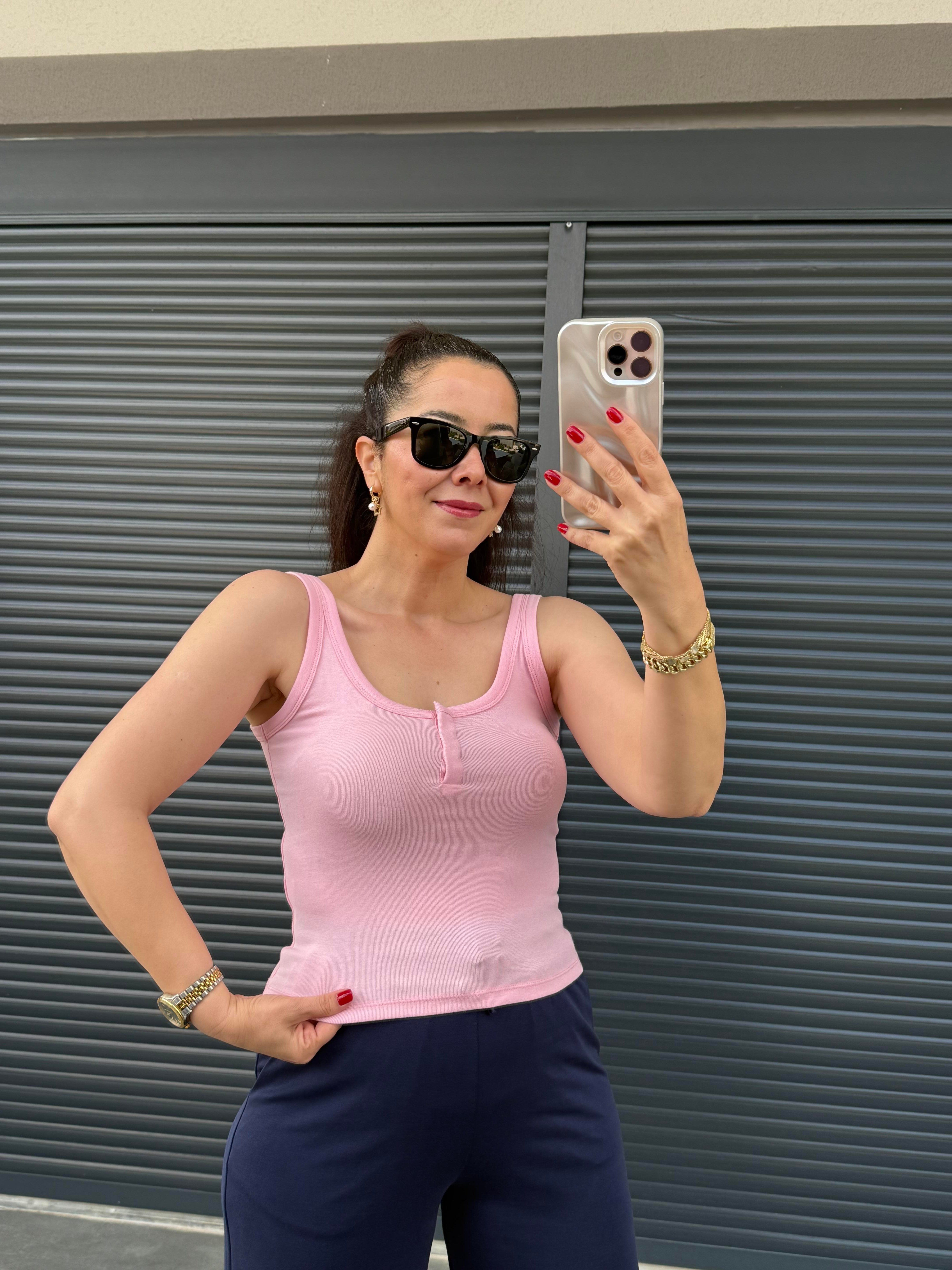 Dilvin Önü Çıtçıtlı Atlet Pembe