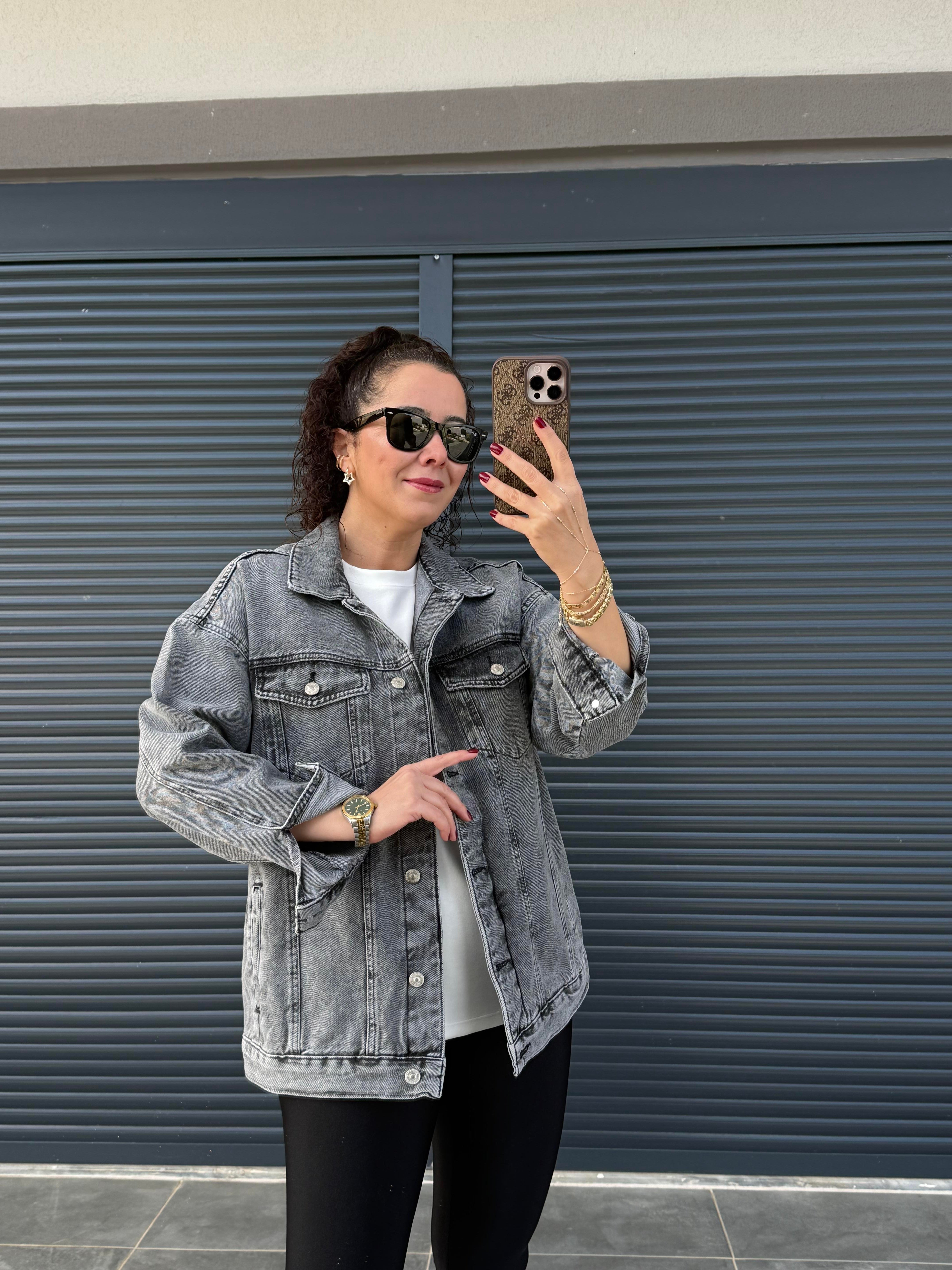 Dilvin Oversize Kot Ceket Füme