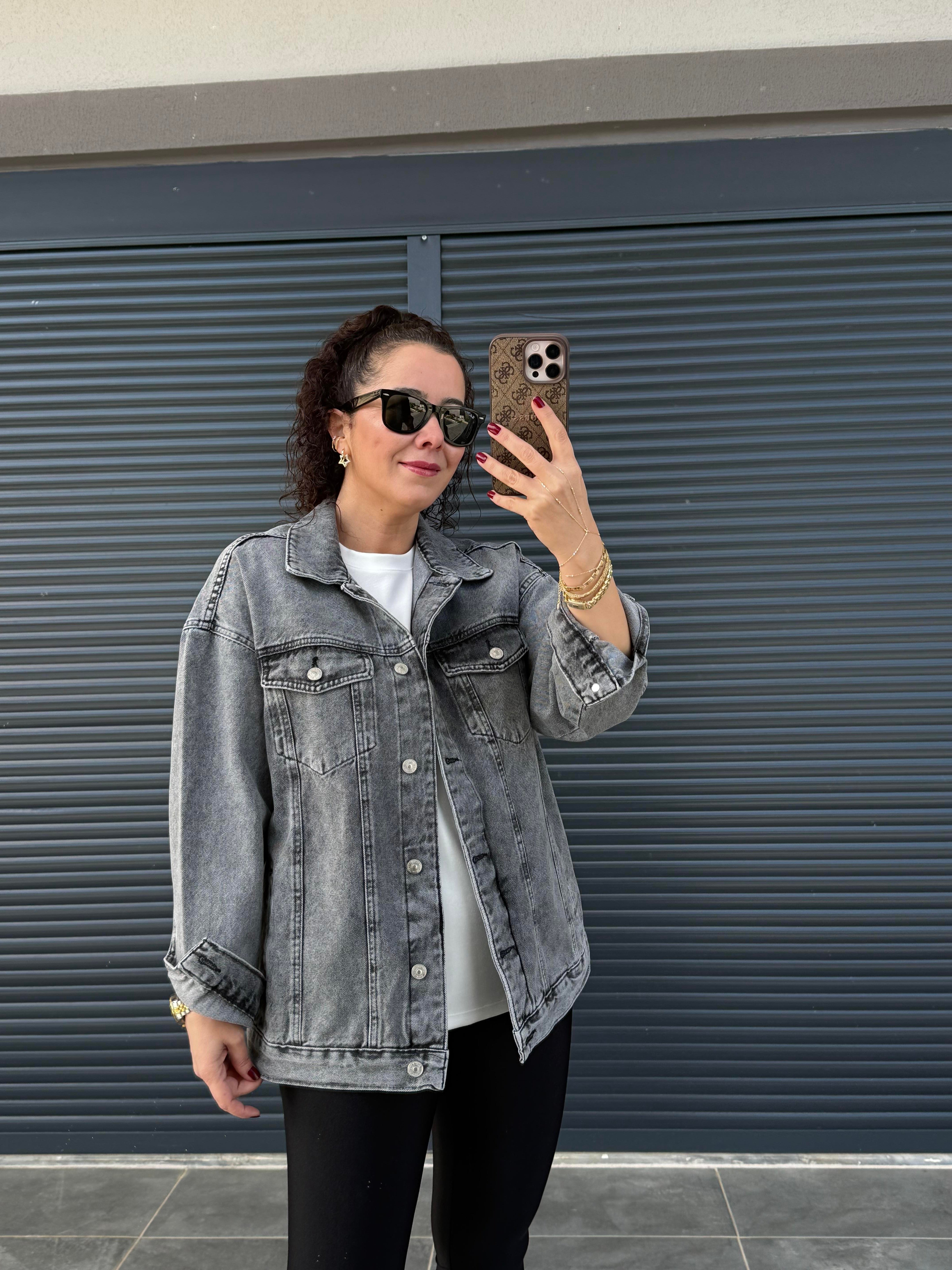 Dilvin Oversize Kot Ceket Füme