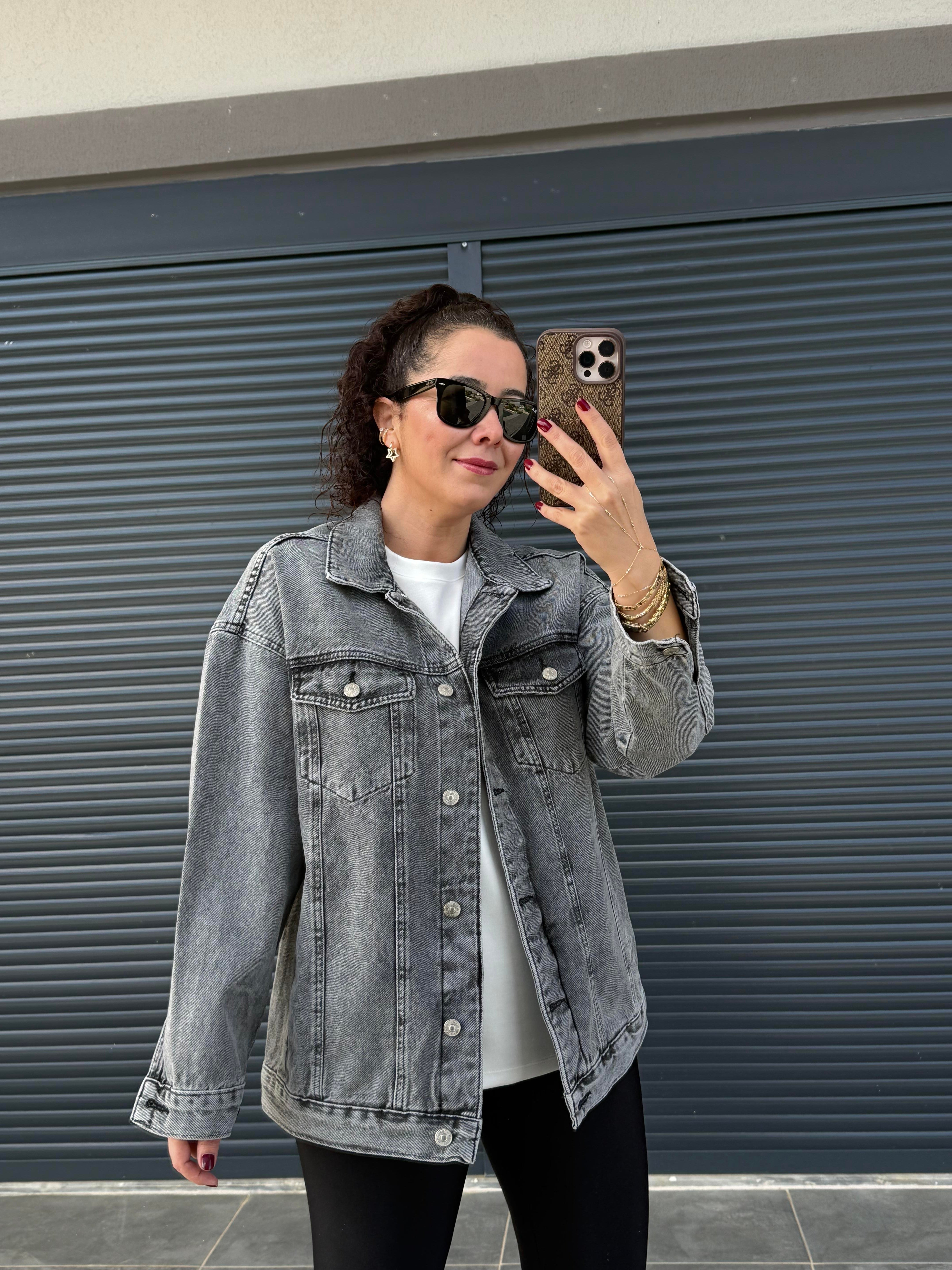 Dilvin Oversize Kot Ceket Füme