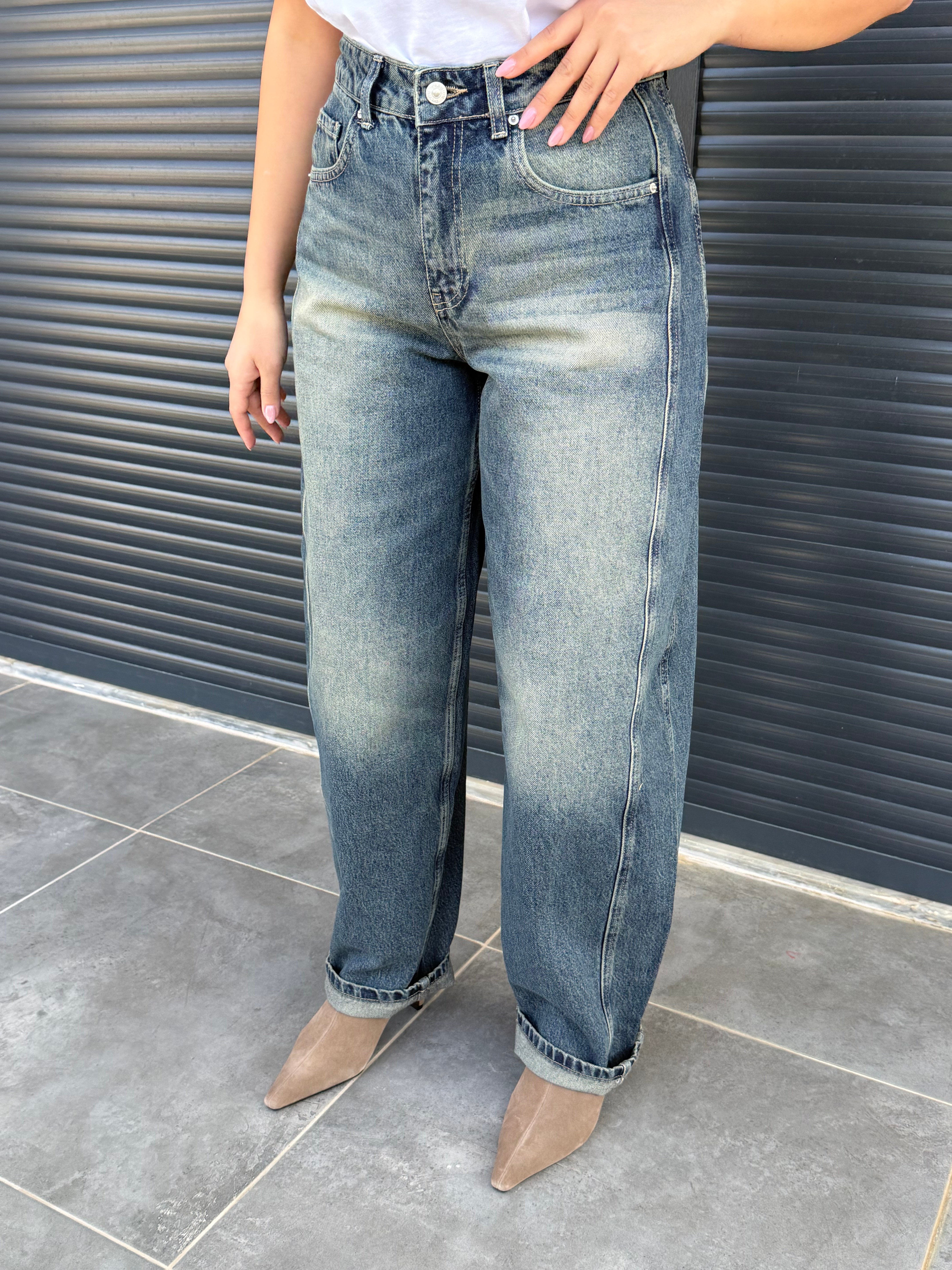 Dilvin Yanları Parçalı Balon Jean Tint