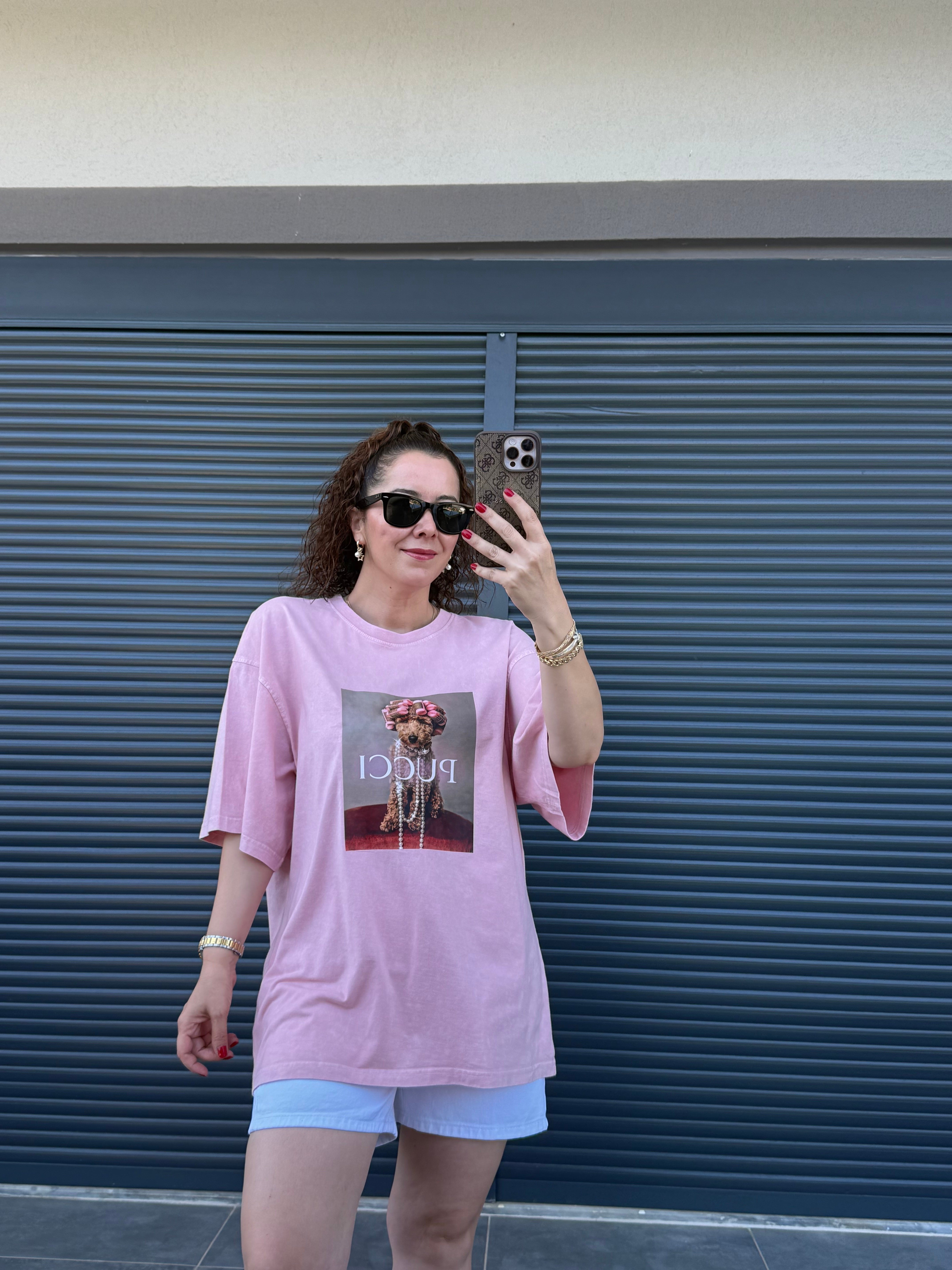 Eskitme Pucci Oversize T-shirt Pudra
