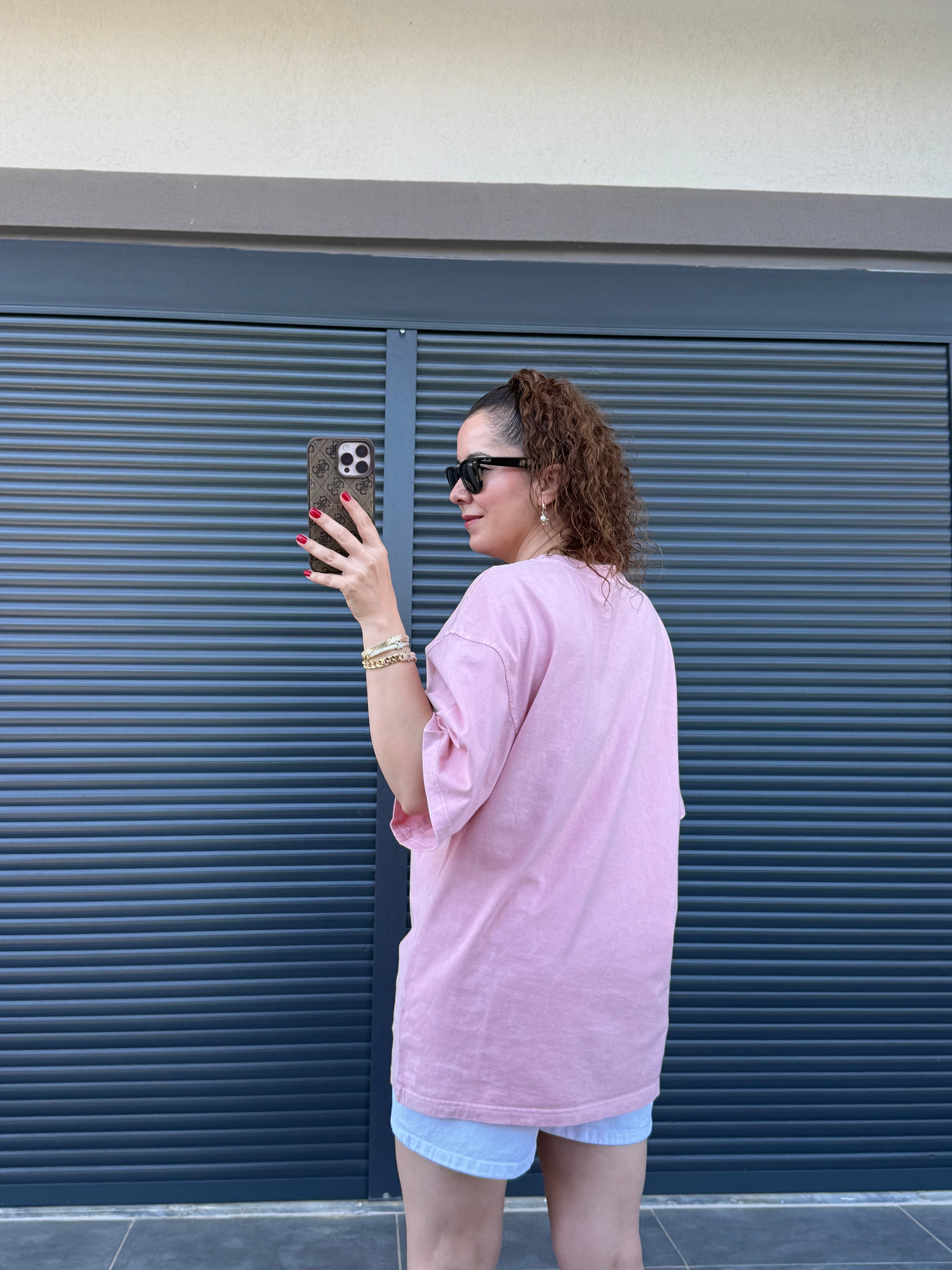 Eskitme Pucci Oversize T-shirt Pudra