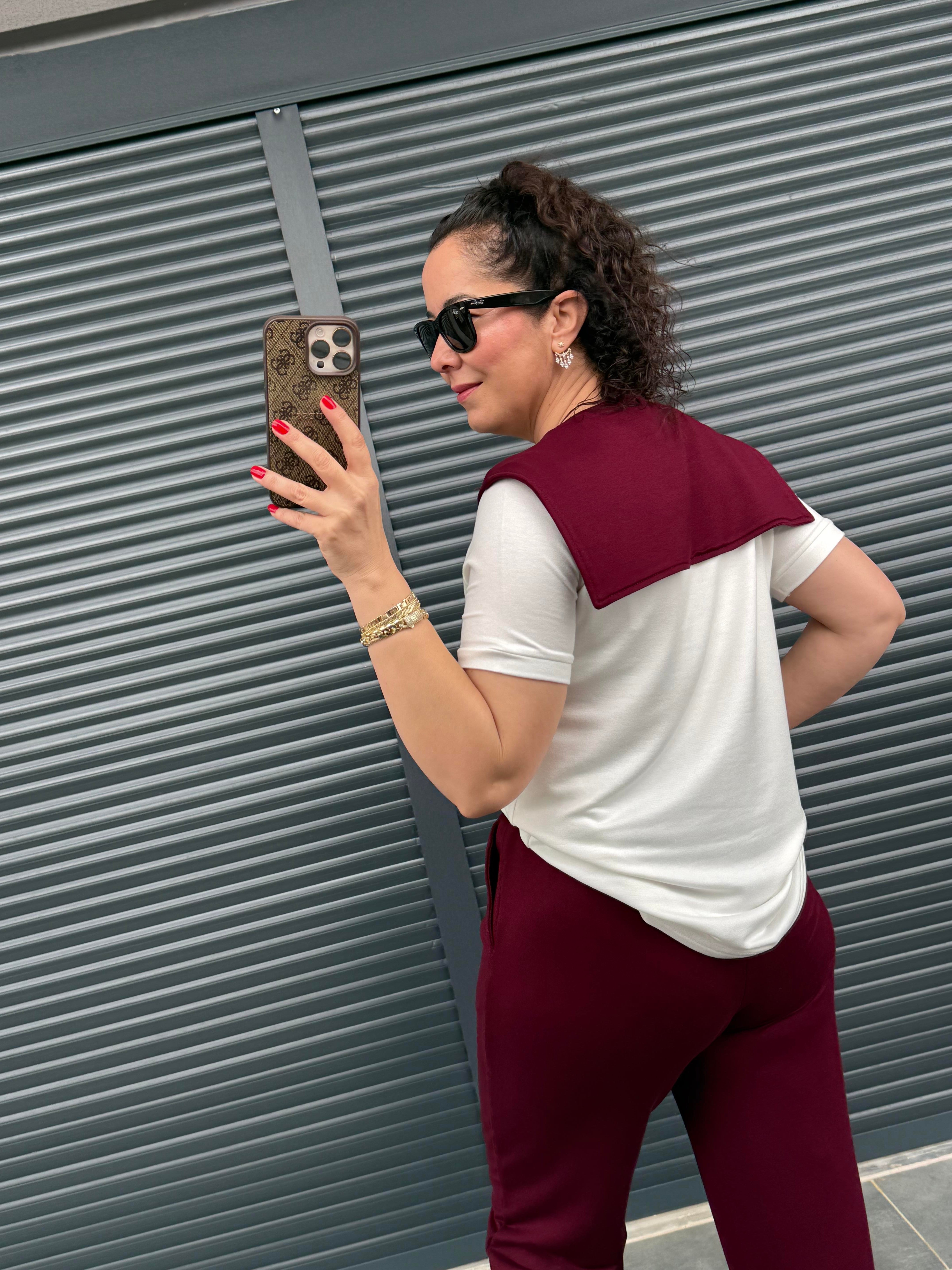 Fularlı Basic Takım Bordo