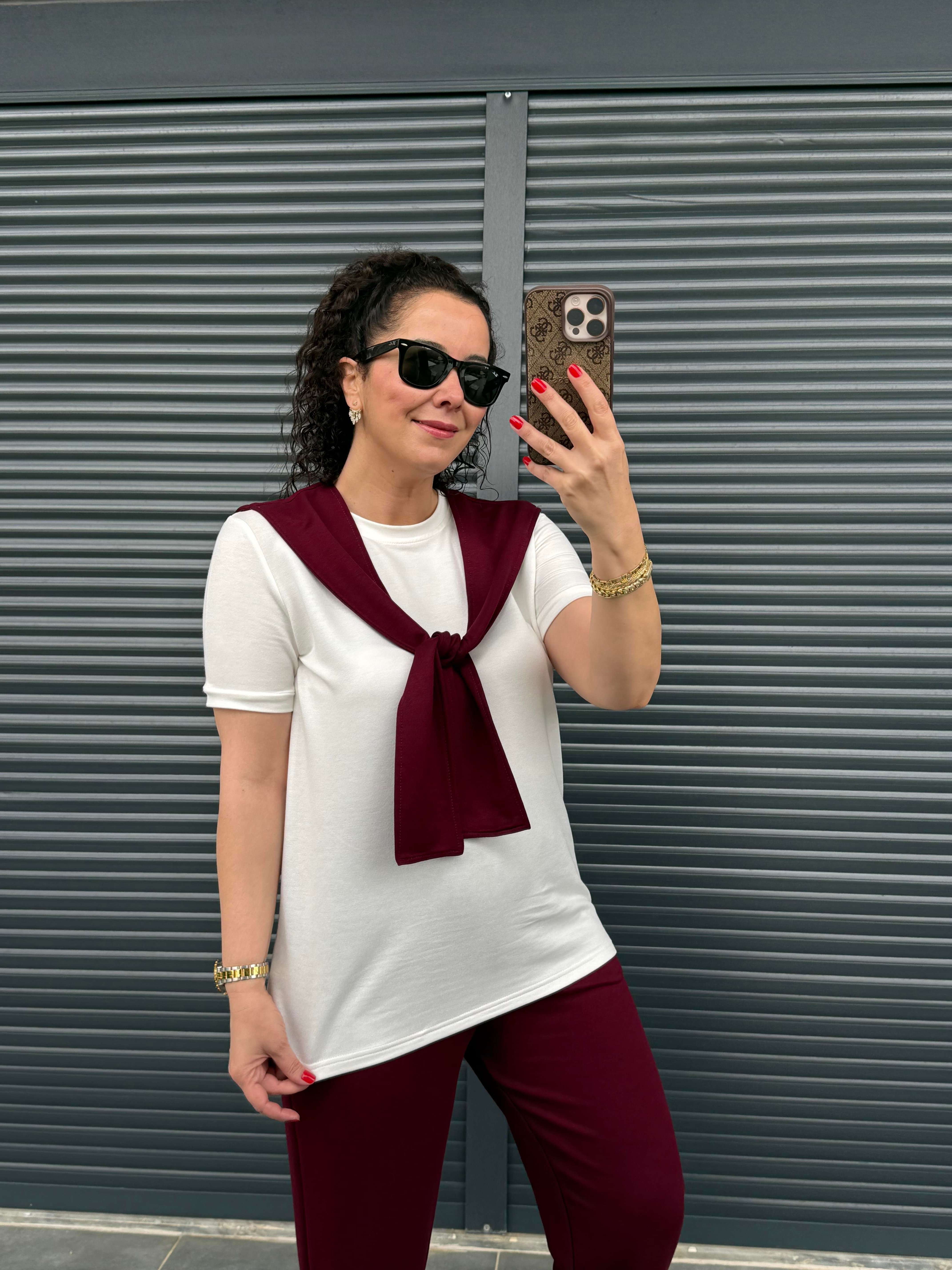 Fularlı Basic Takım Bordo