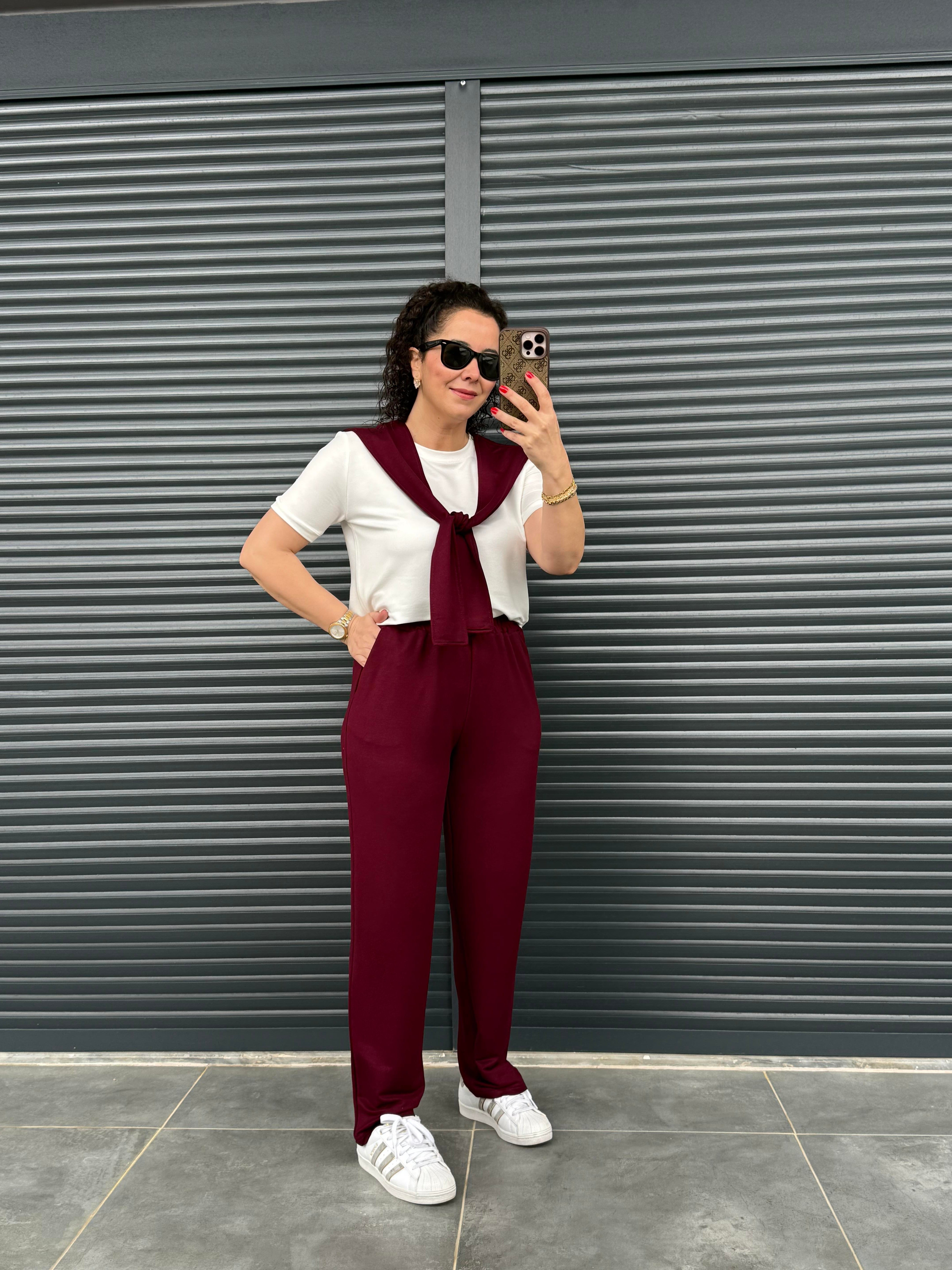 Fularlı Basic Takım Bordo