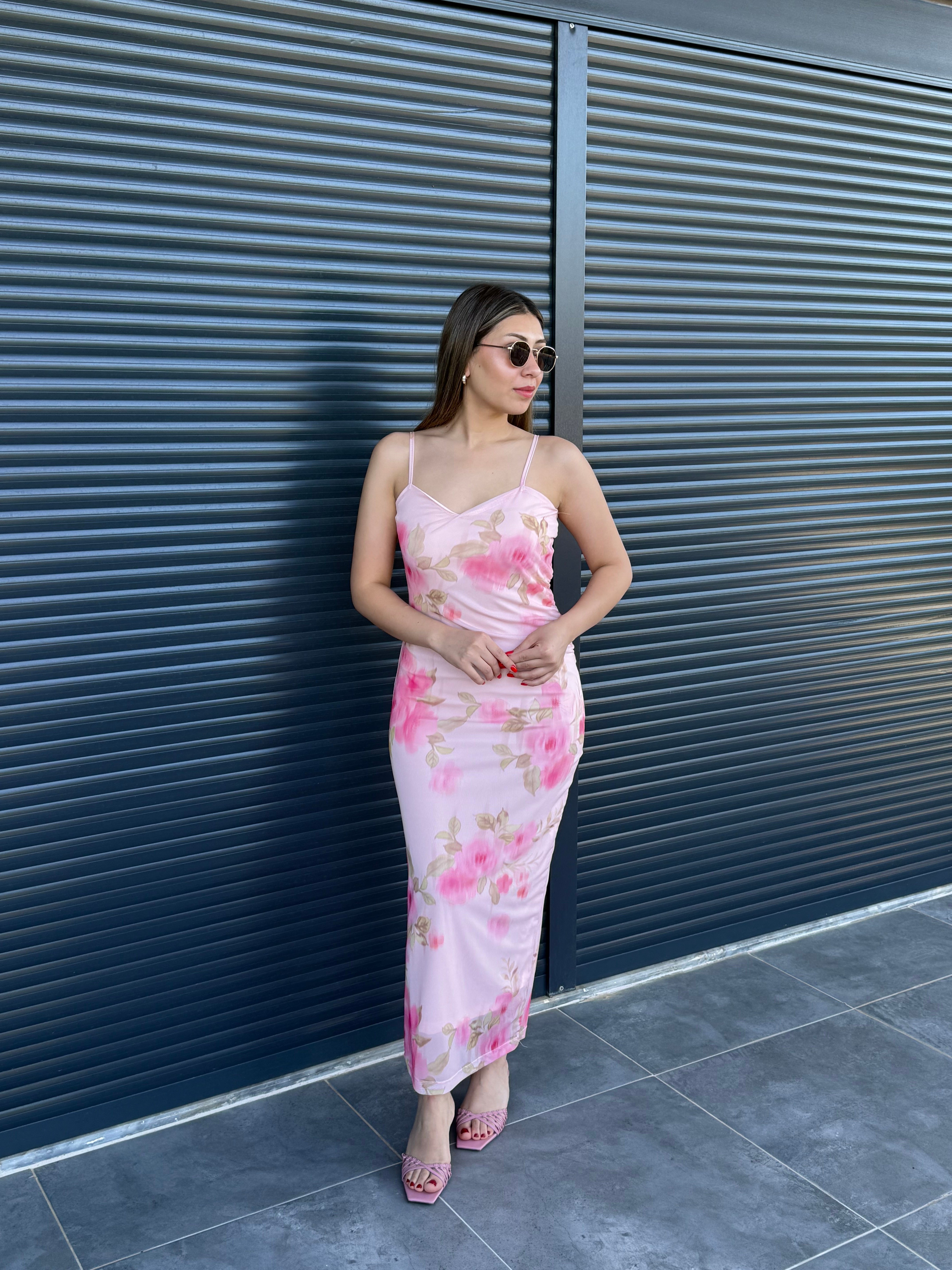 İçi Astarlı Tül Elbise Pembe