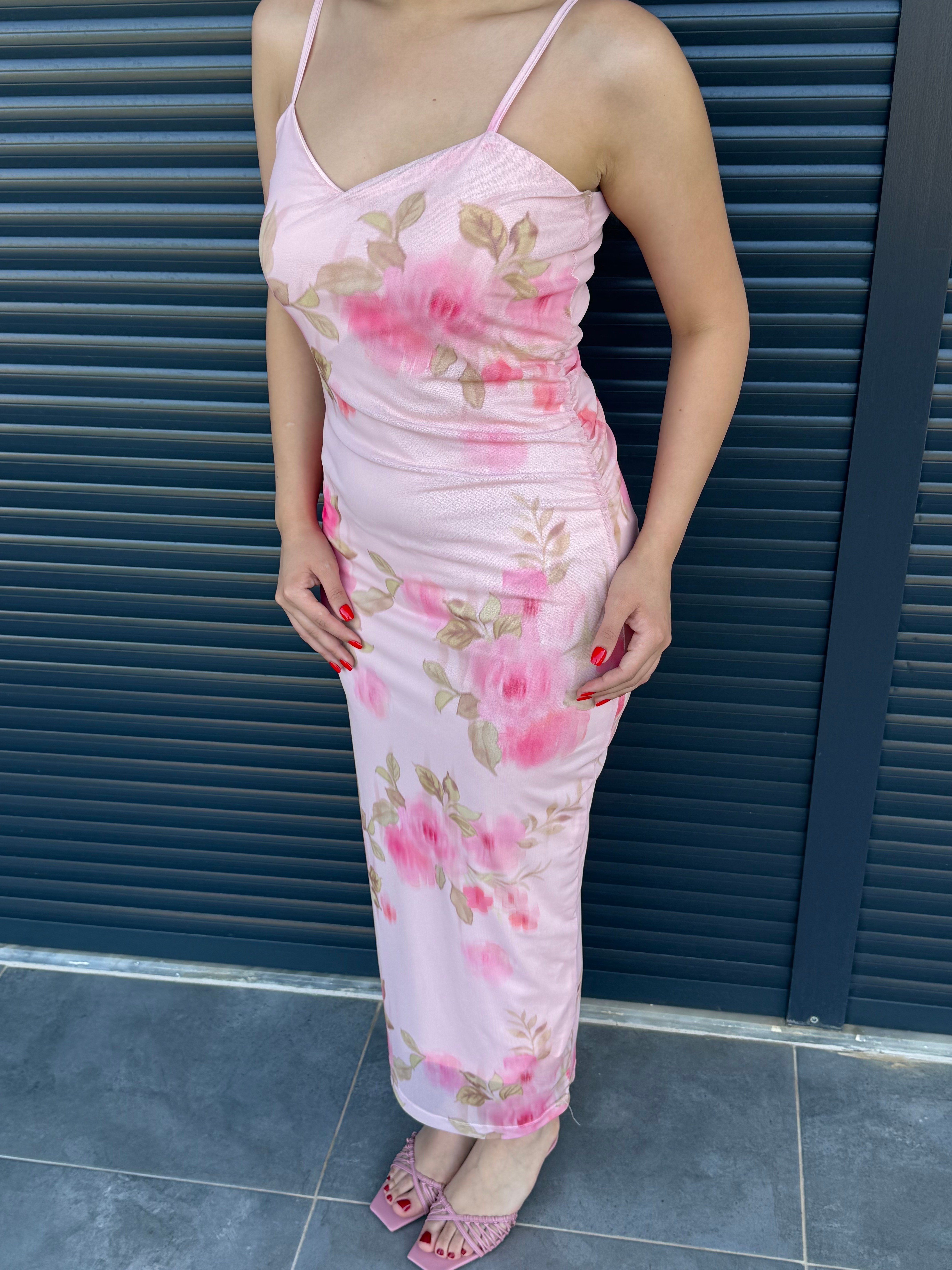 İçi Astarlı Tül Elbise Pembe