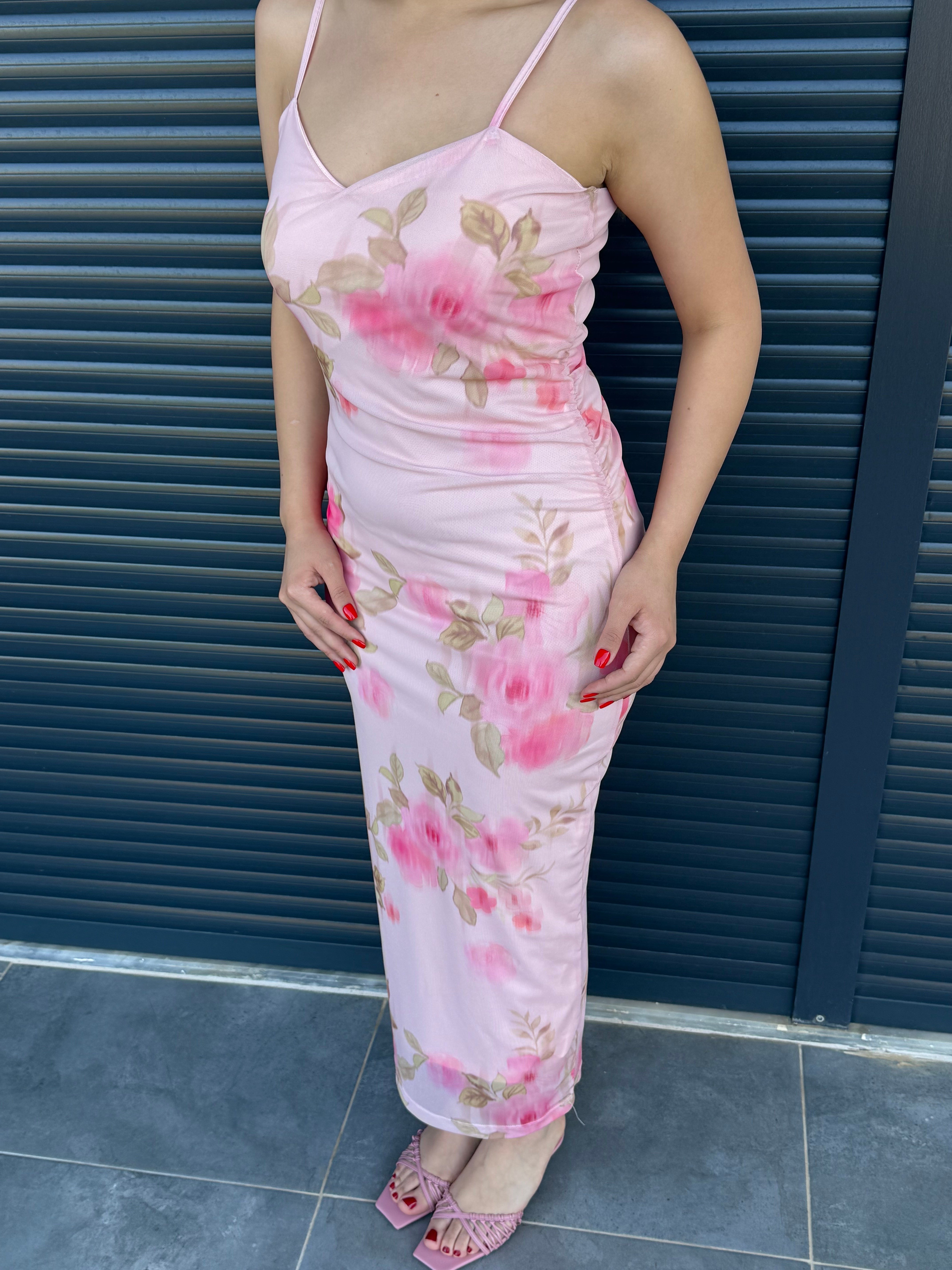 İçi Astarlı Tül Elbise Pembe