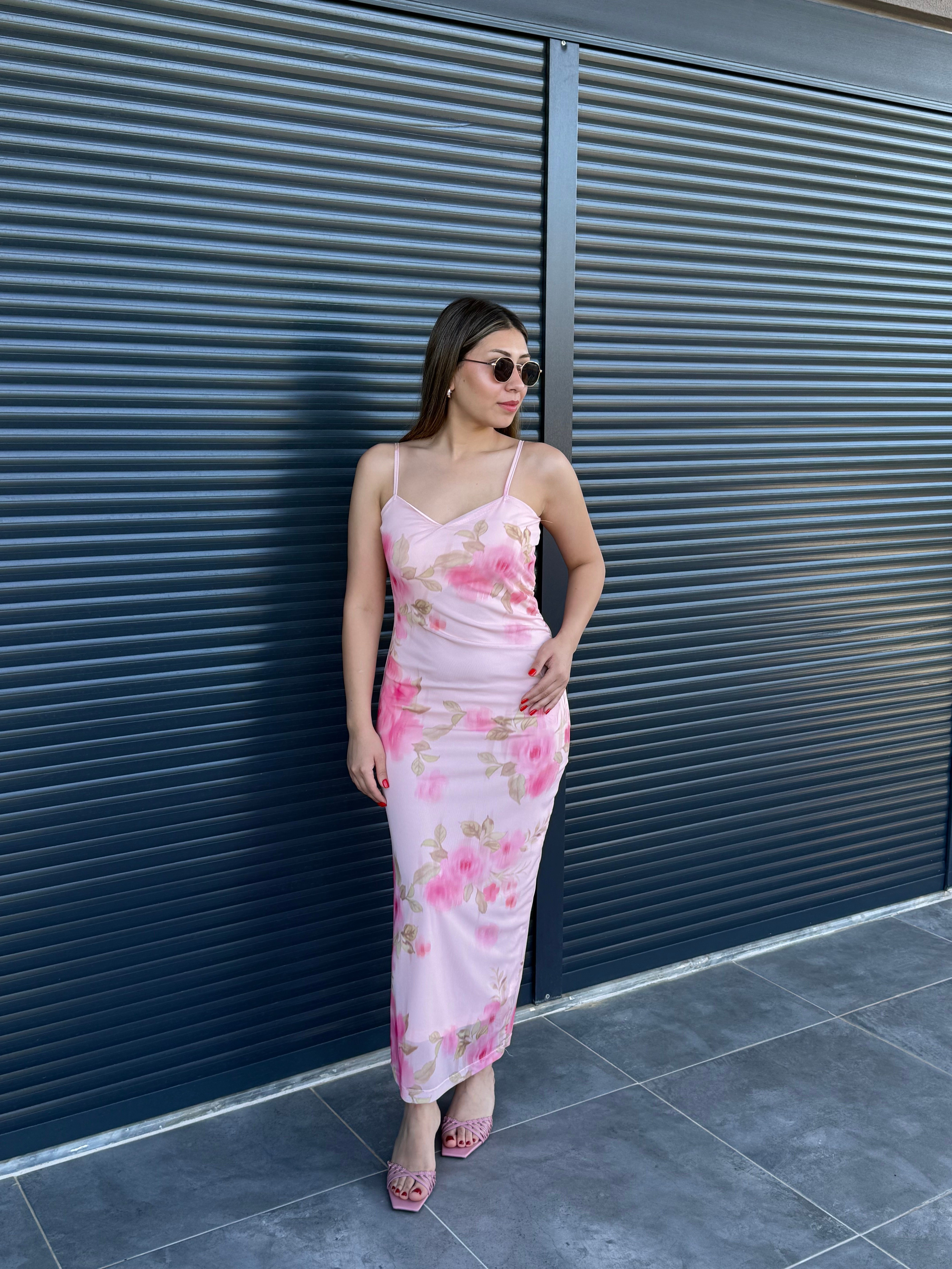 İçi Astarlı Tül Elbise Pembe
