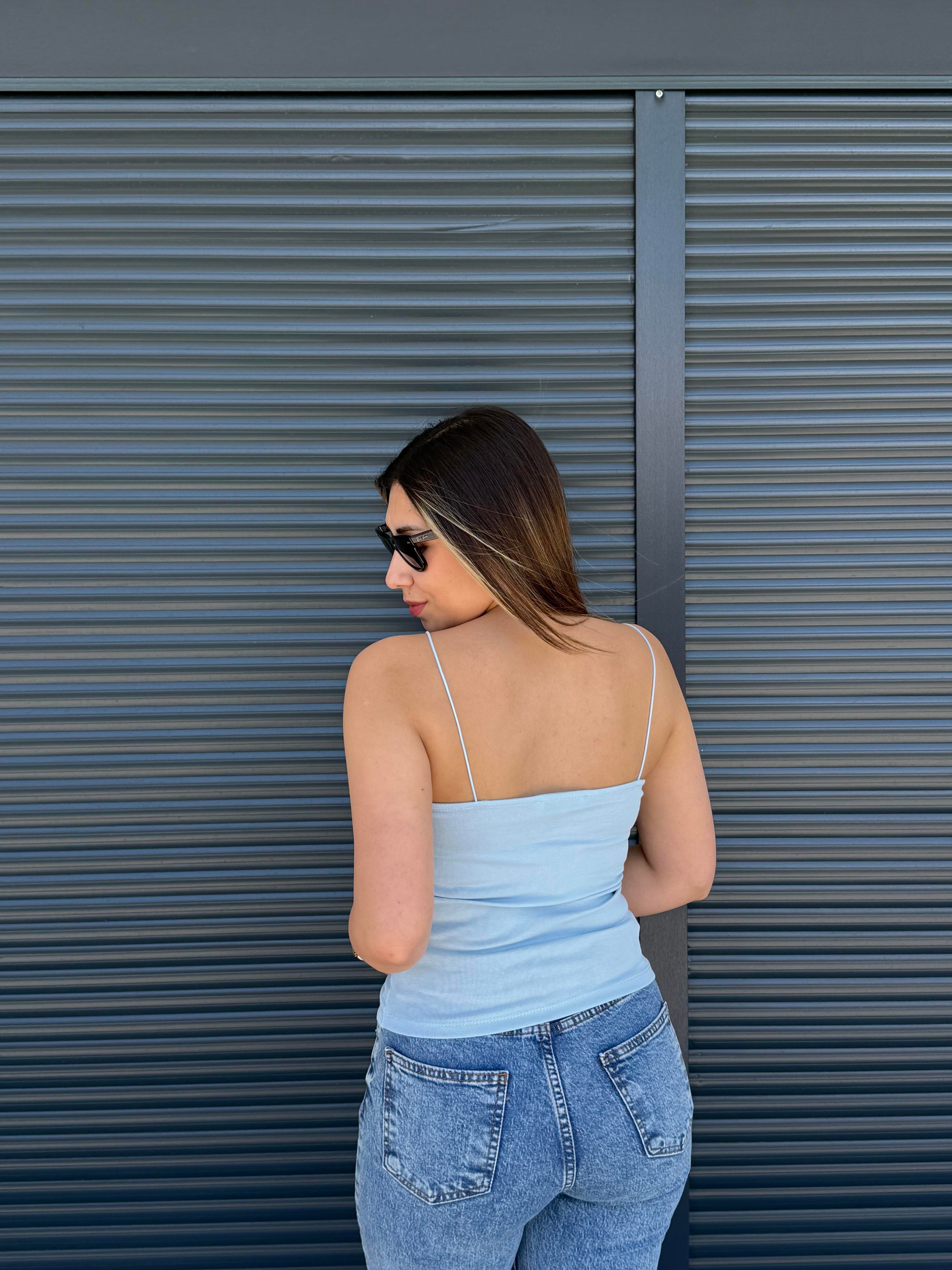 Karol Lastik Askılı Atlet Bebe Mavi
