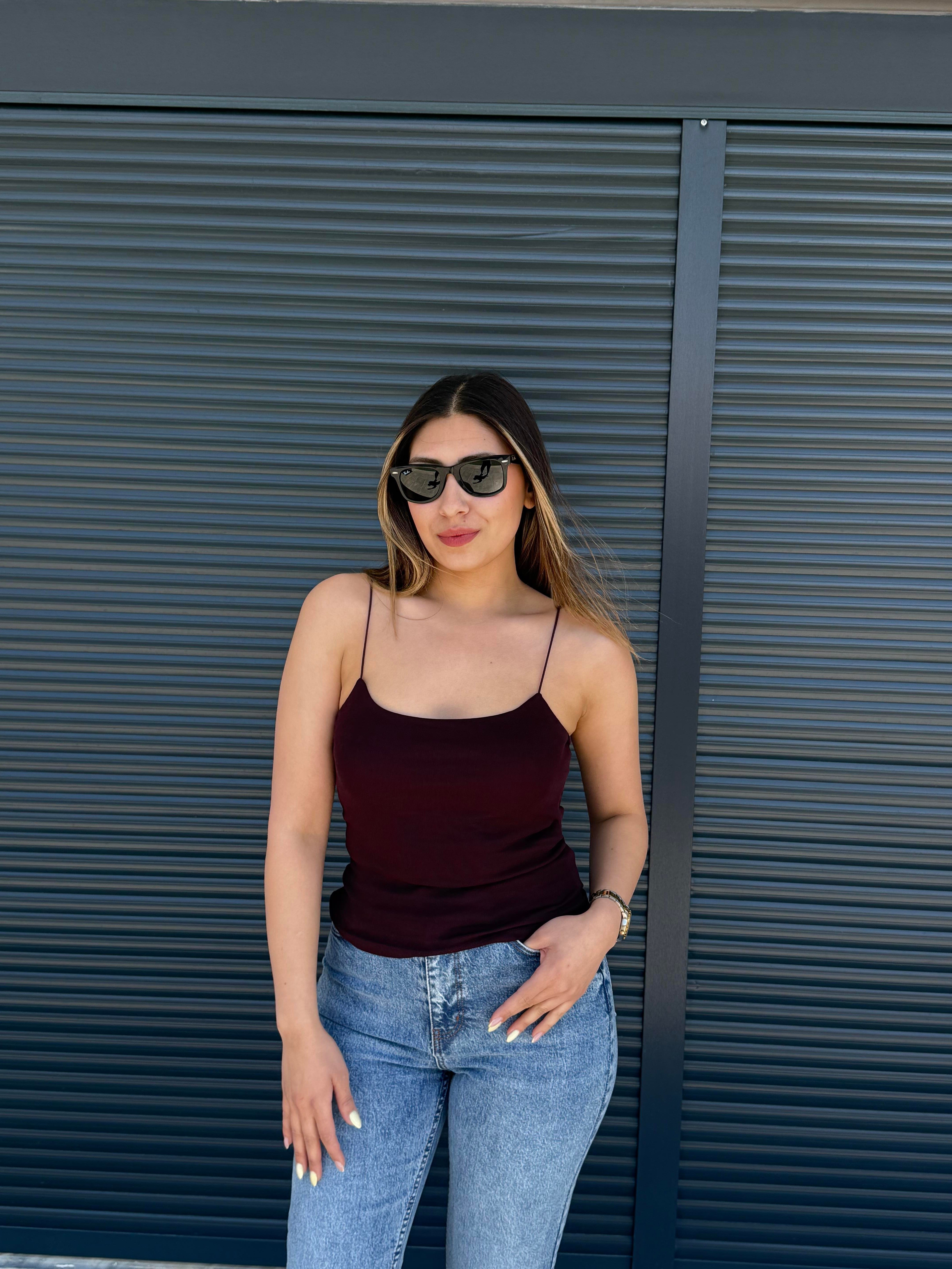 Karol Lastik Askılı Atlet Mürdüm