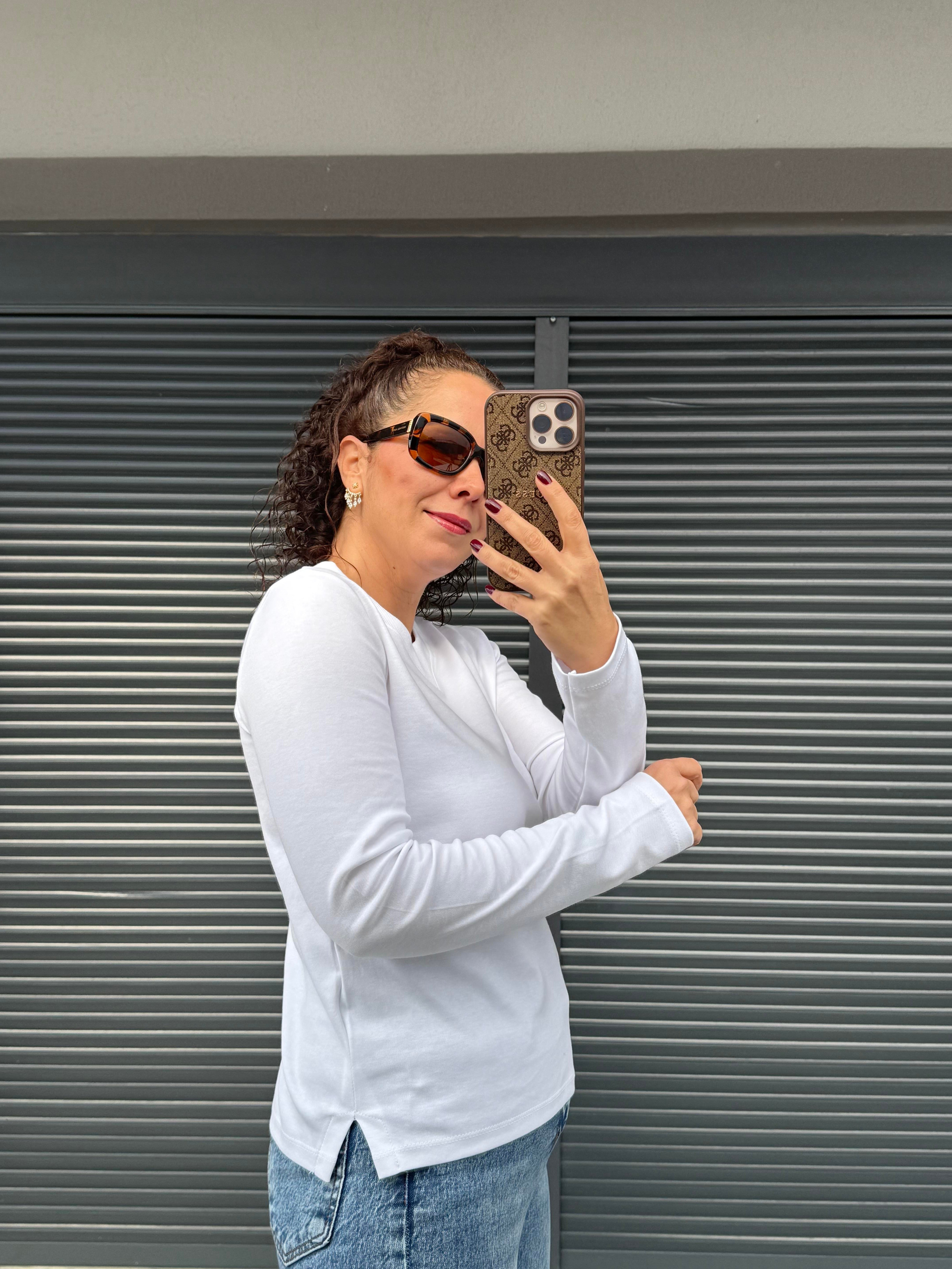Karol Ribanalı Basic Bluz Beyaz