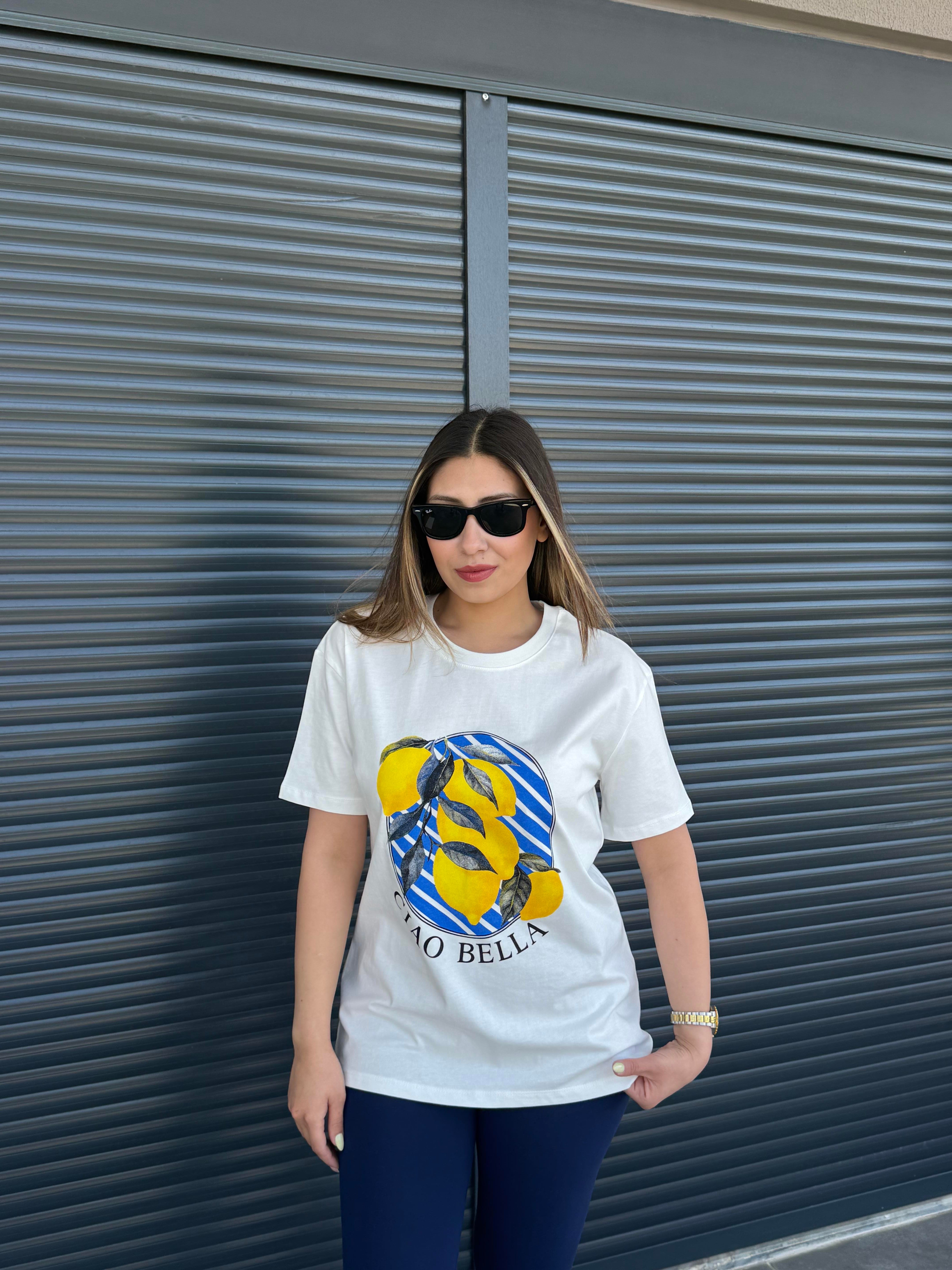 Limon Baskılı T-shirt Beyaz