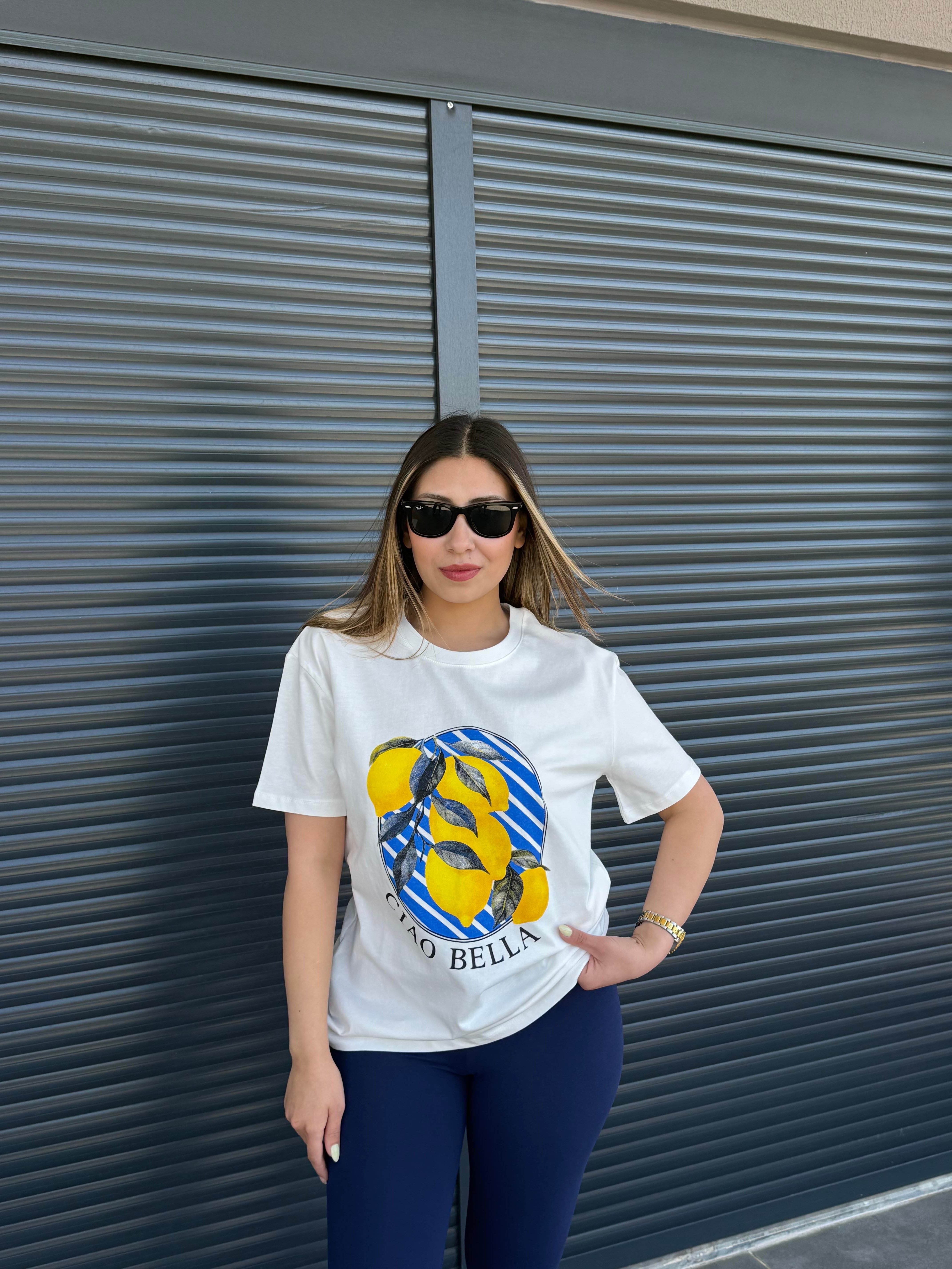 Limon Baskılı T-shirt Beyaz