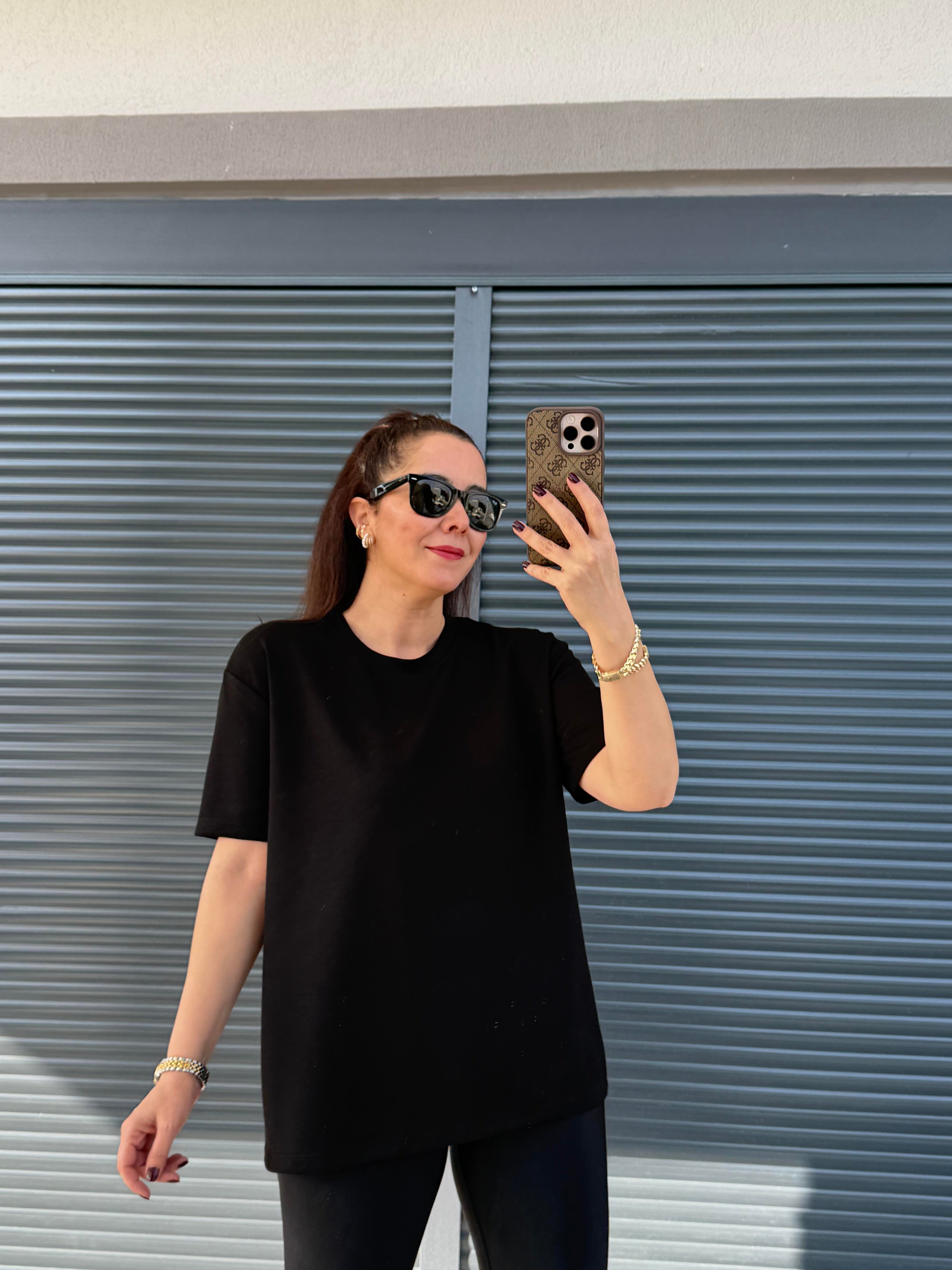Modal Kumaş Bisiklet Yaka Basic T-Shirt Siyah