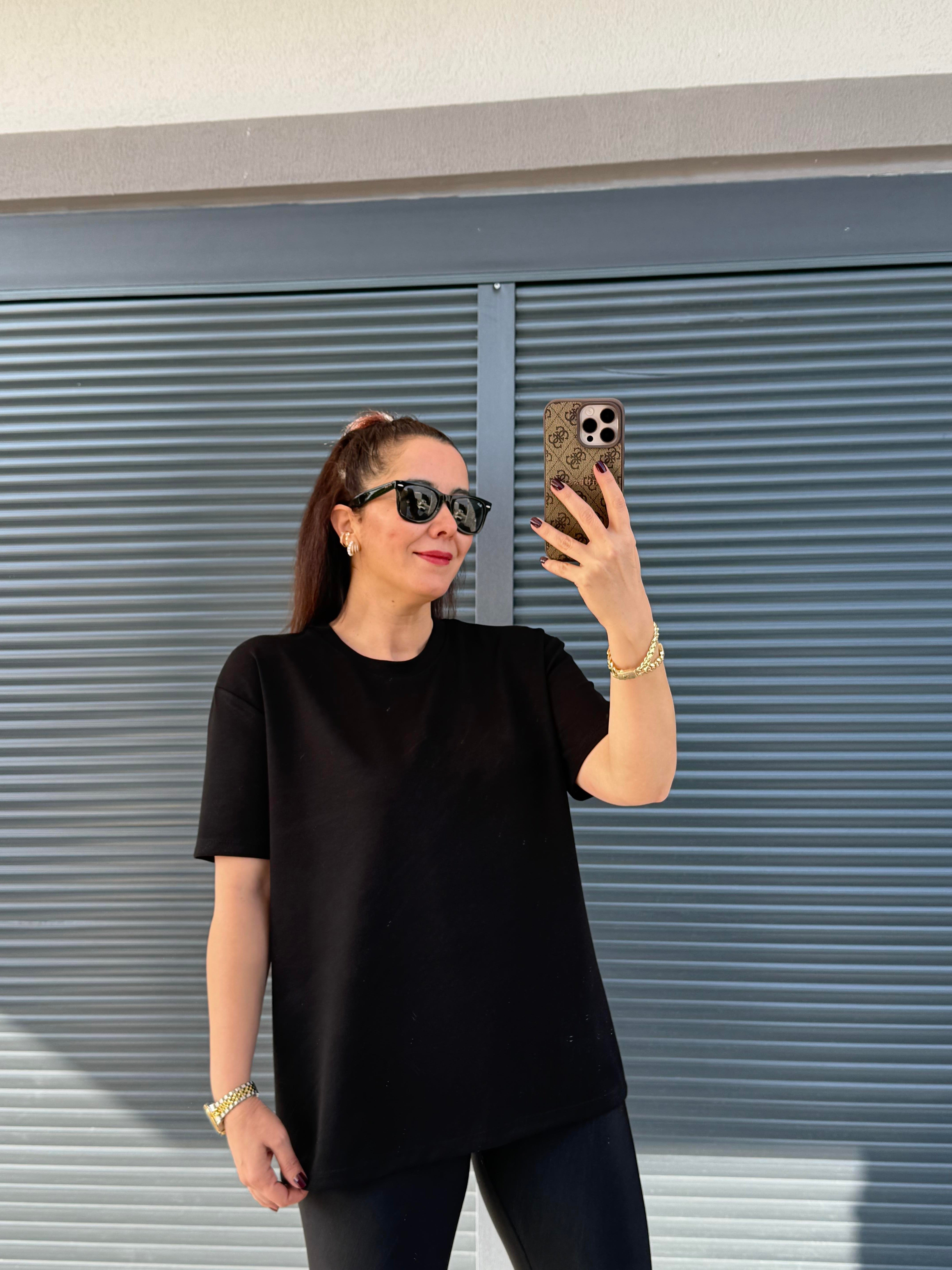 Modal Kumaş Bisiklet Yaka Basic T-Shirt Siyah