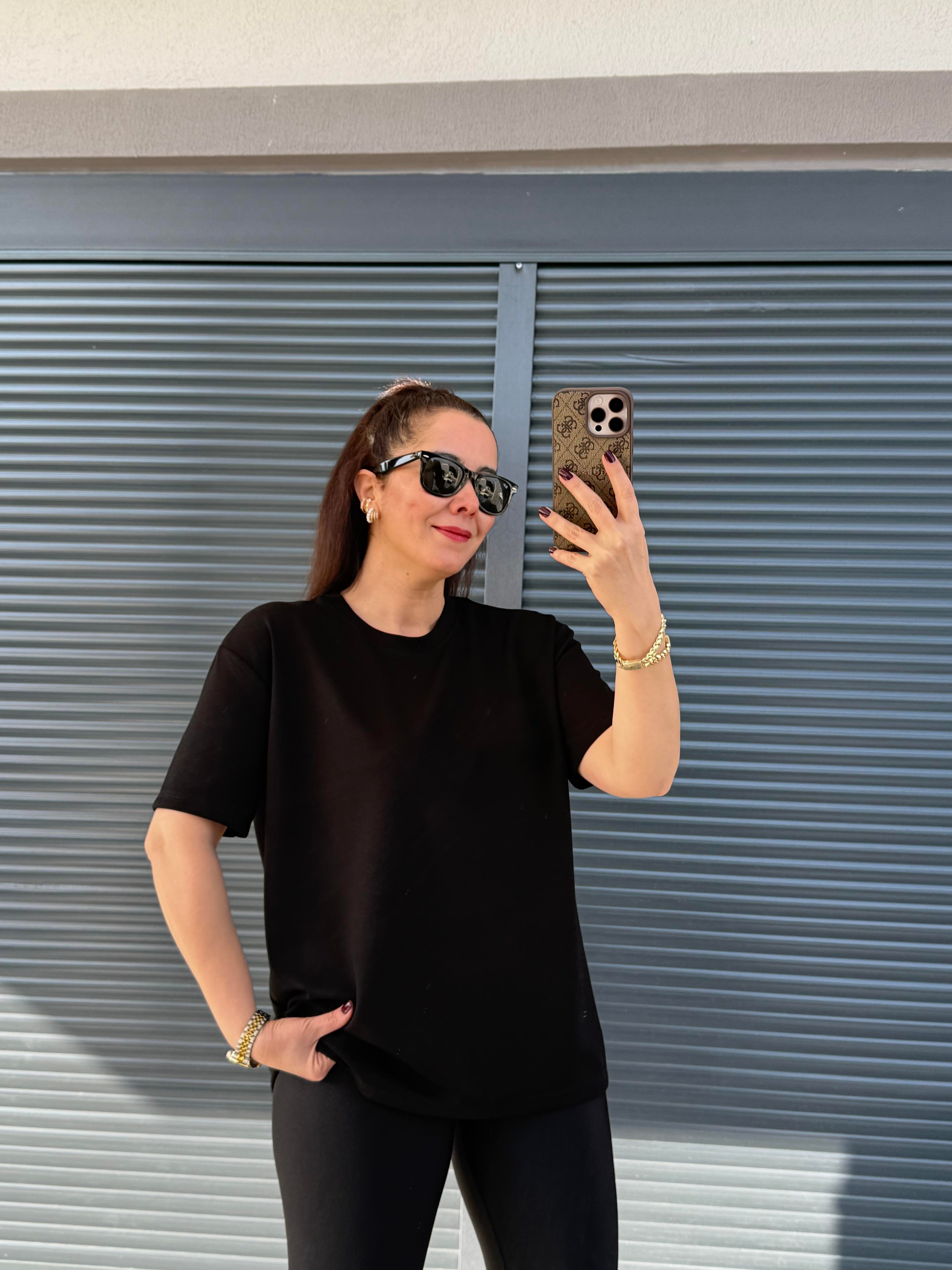 Modal Kumaş Bisiklet Yaka Basic T-Shirt Siyah