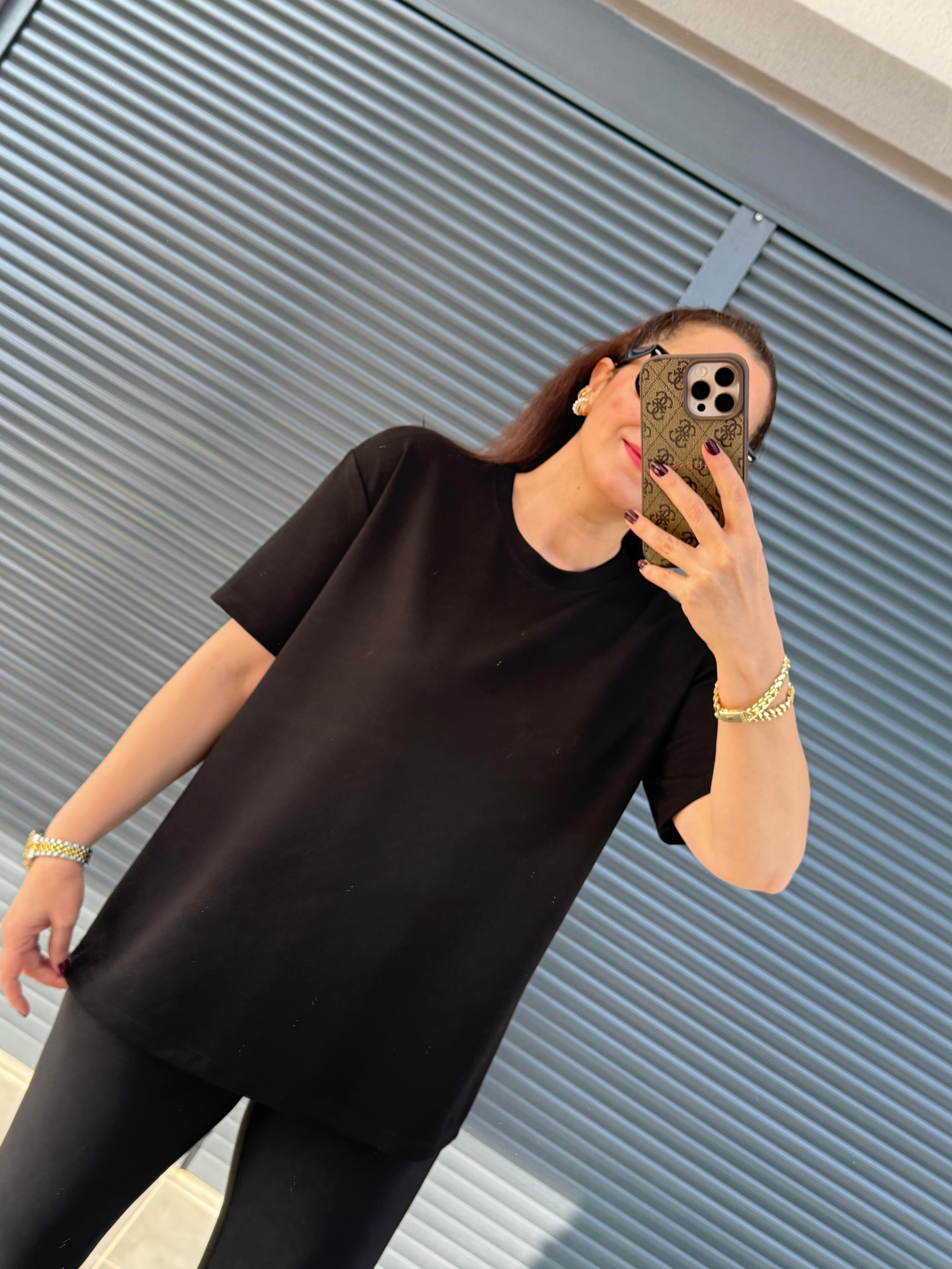 Modal Kumaş Bisiklet Yaka Basic T-Shirt Siyah