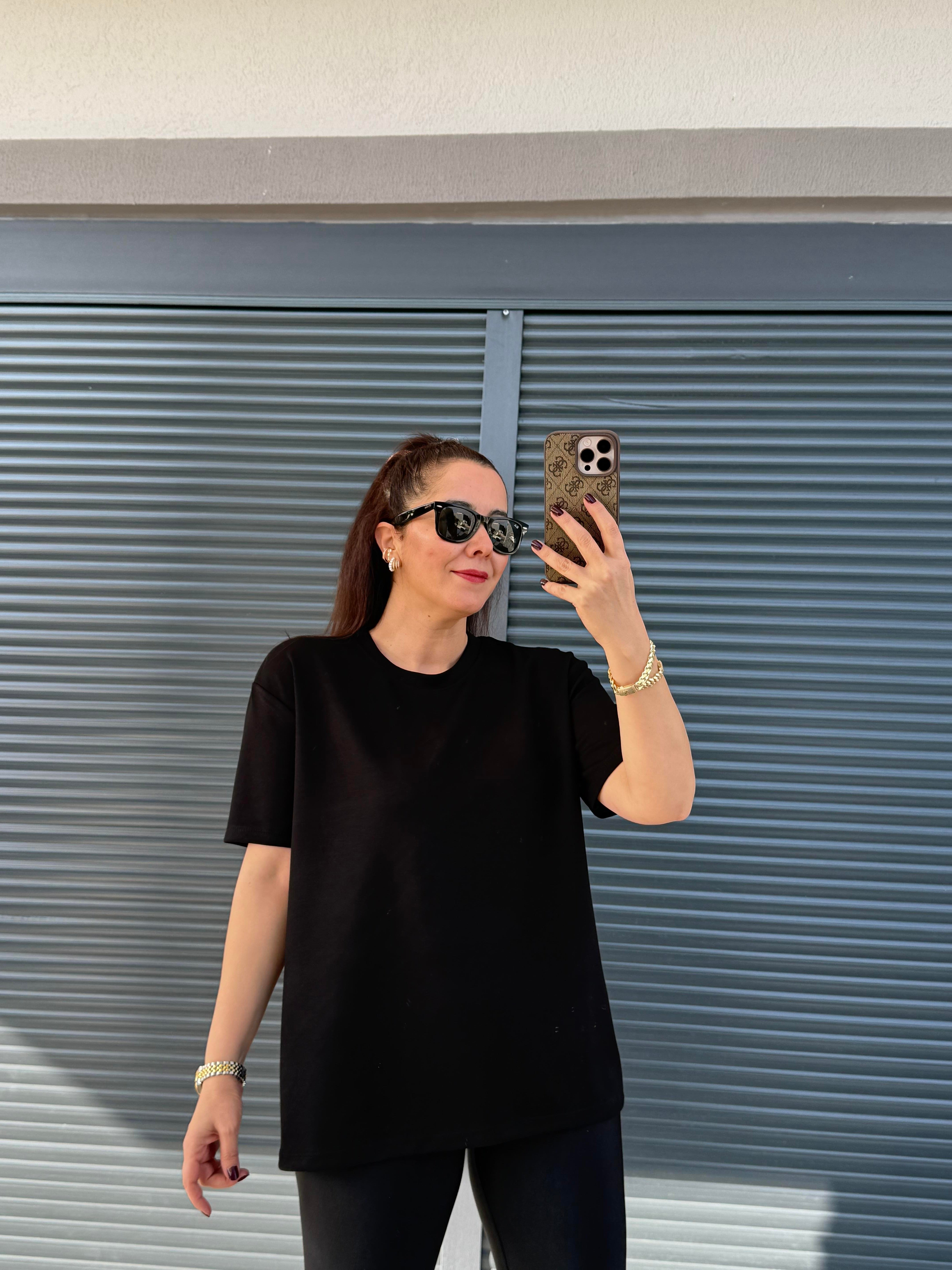 Modal Kumaş Bisiklet Yaka Basic T-Shirt Siyah