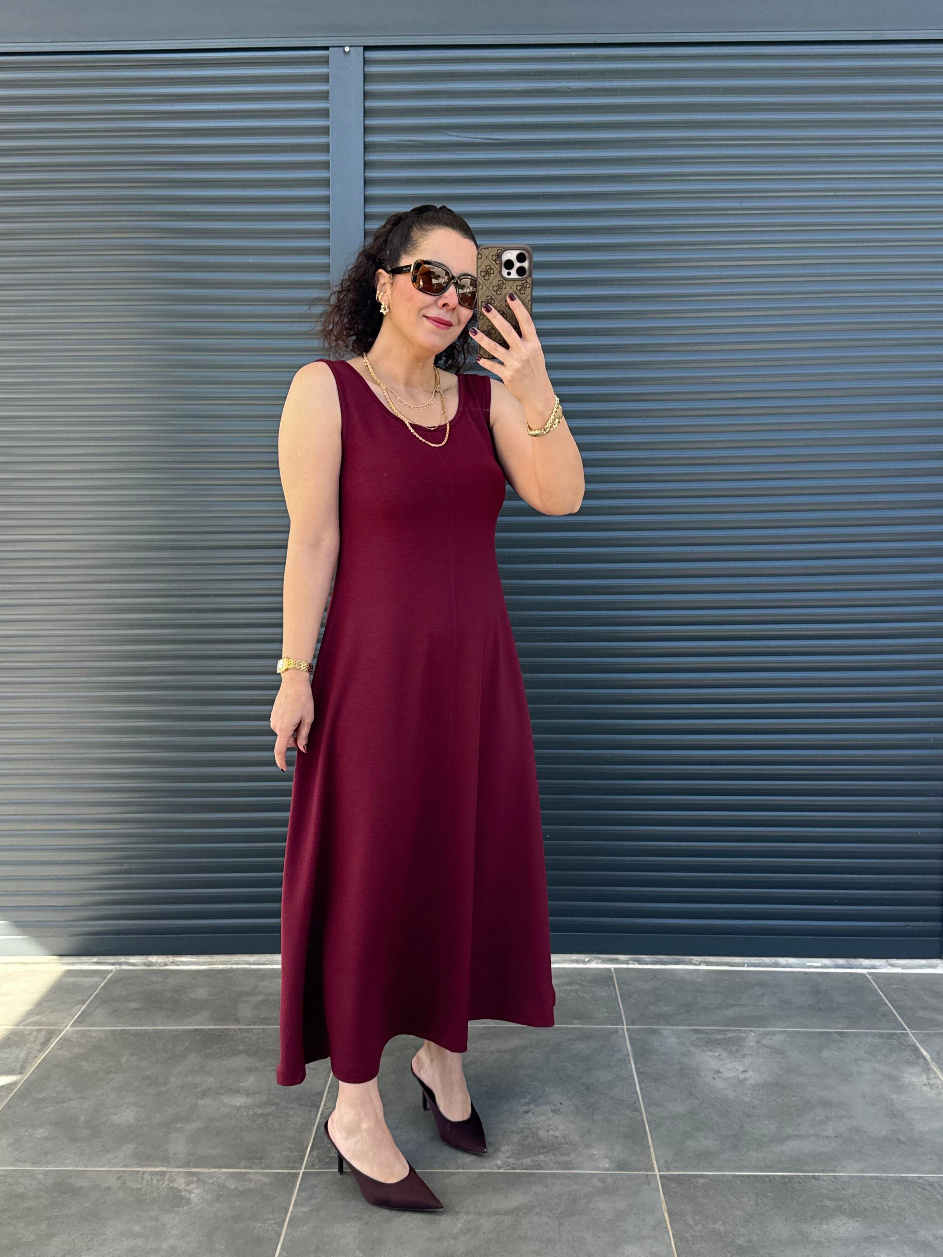 Modal Kumaş Elbise Bluz Takım Bordo