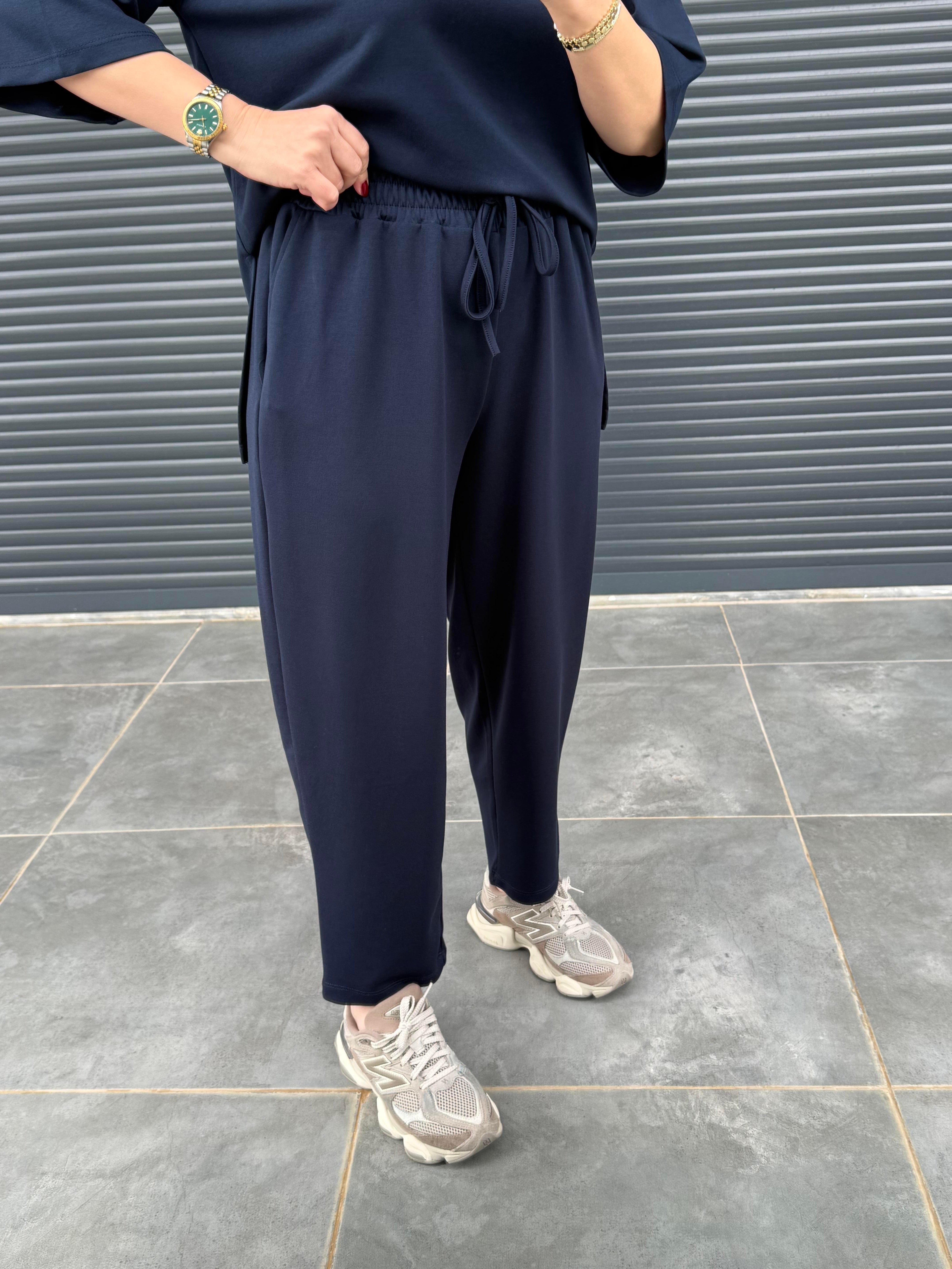 Modal Kumaş T-shirt Pantolon Takım  Lacivert