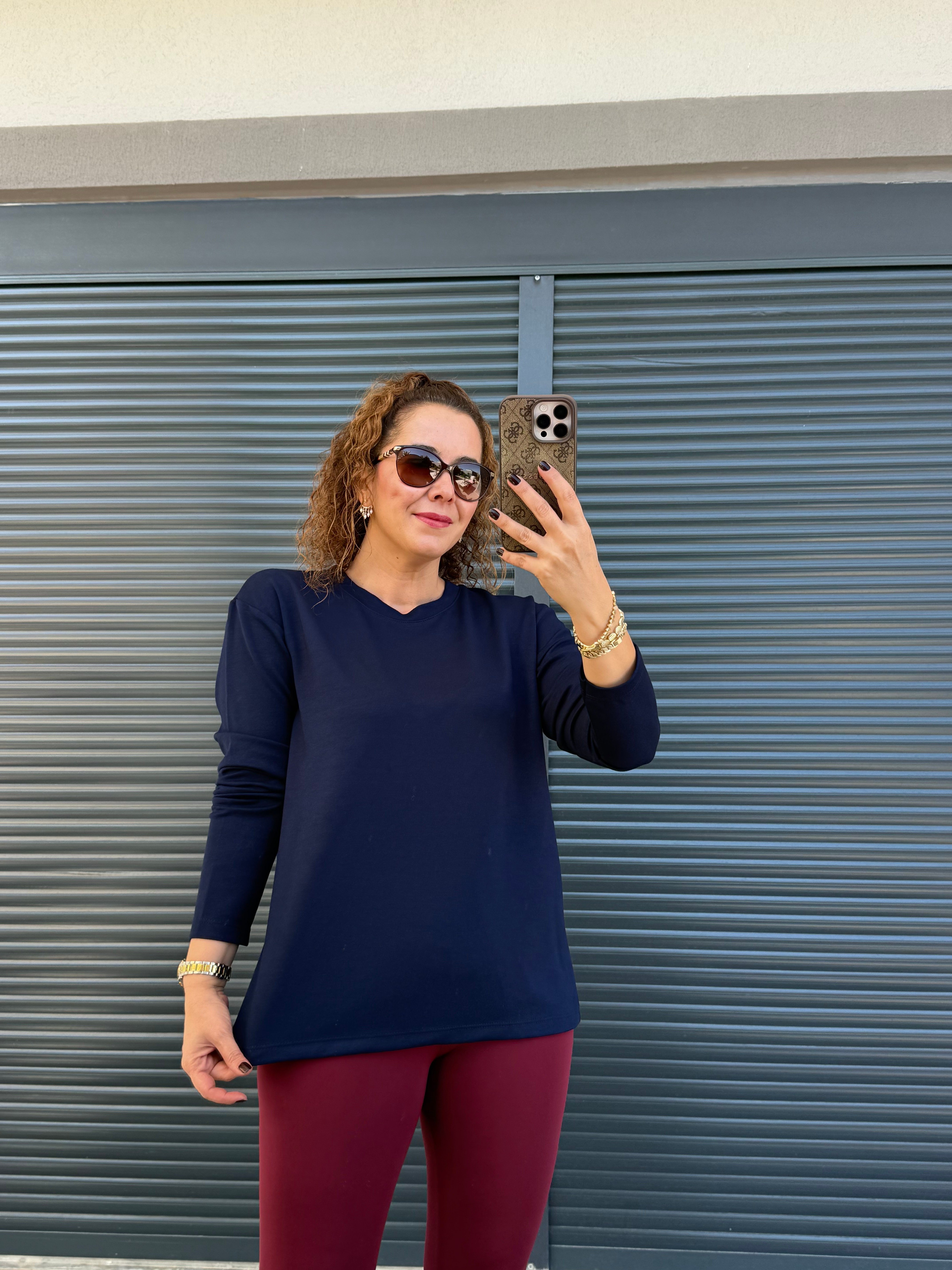 Modal Kumaş Uzun Kollu Basic Lacivert 